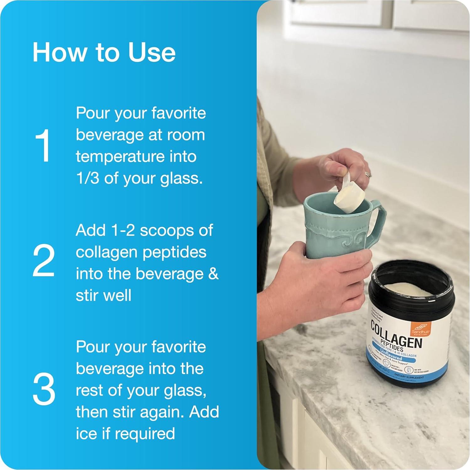 Polvo de Péptidos de Colágeno Sandhu 454 g Sin Sabor