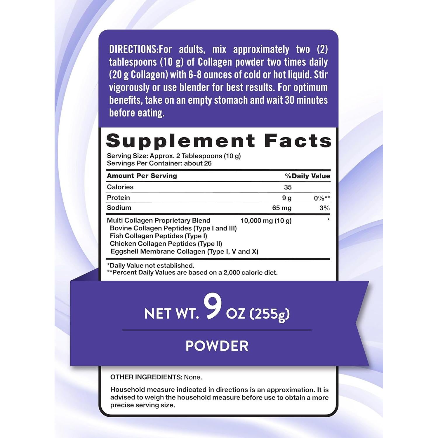 Polvo de Péptidos de Colágeno Múltiple Verdad de la Naturaleza 255g