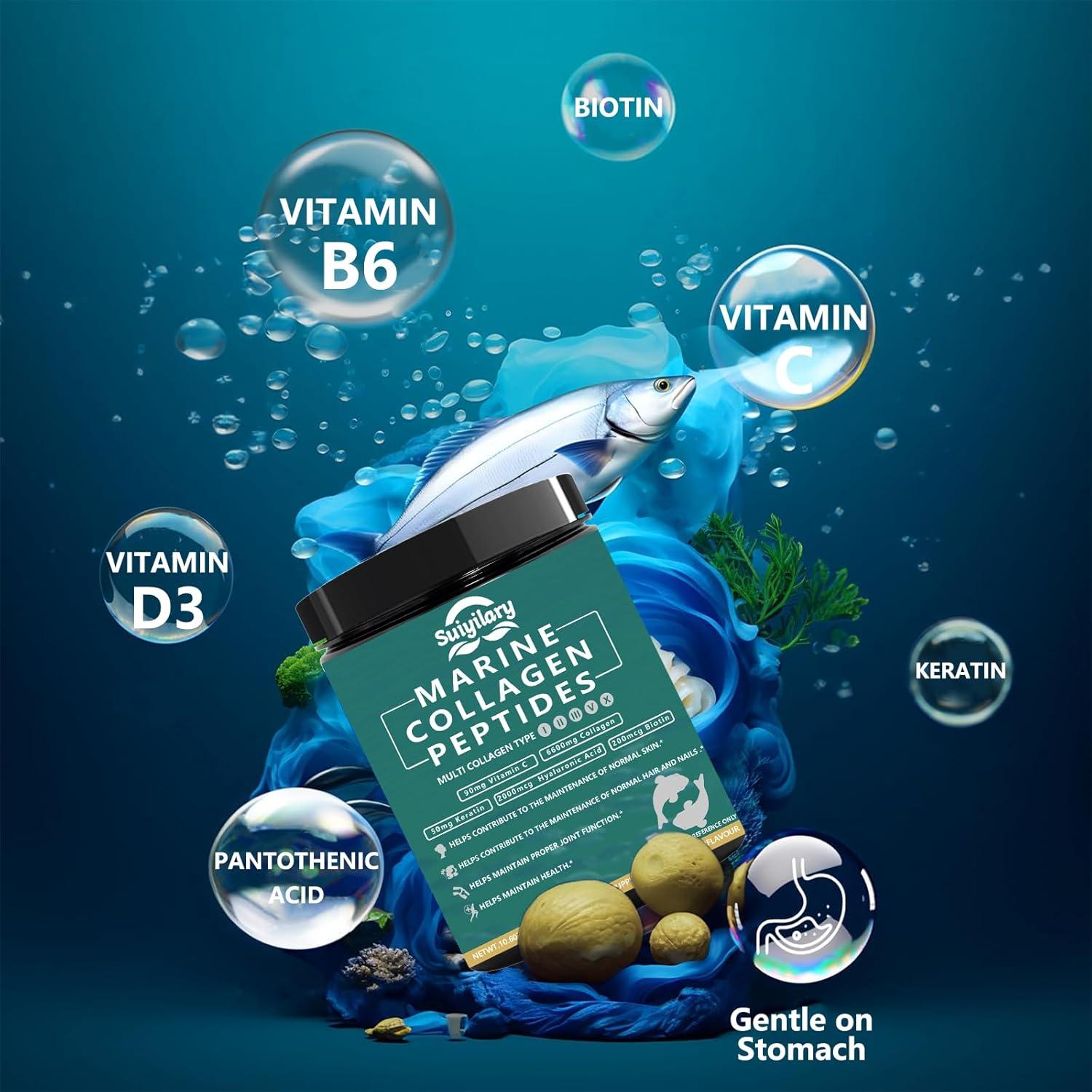 Polvo de Colágeno Marino Suiyilary 300g - Sin Sabor, Salud Piel, Cabello y Uñas