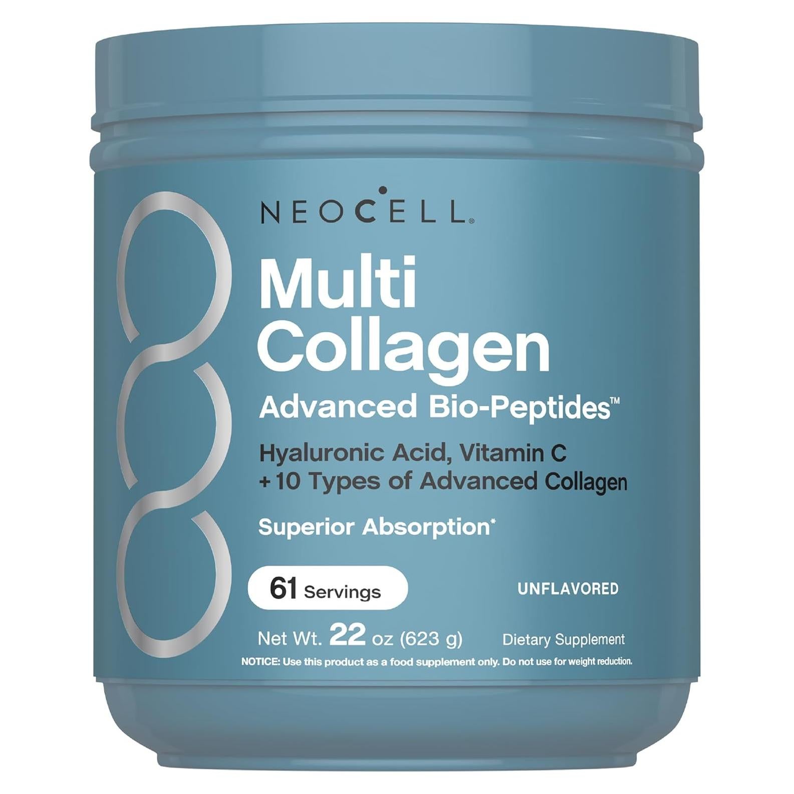 NeoCell Multi Colágeno Avanzado 622g con Ácido Hialurónico y Vitamina C