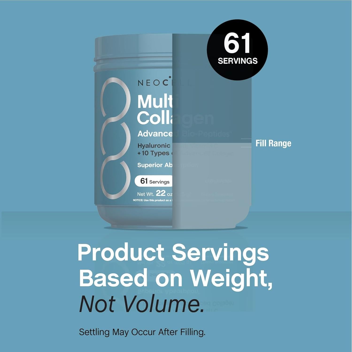 NeoCell Multi Colágeno Avanzado 622g con Ácido Hialurónico y Vitamina C