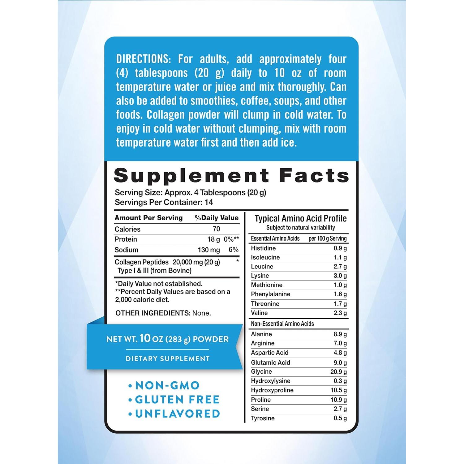 Polvo de Colágeno Sin Sabor Nature's Truth 283.5 g Tipo I y III