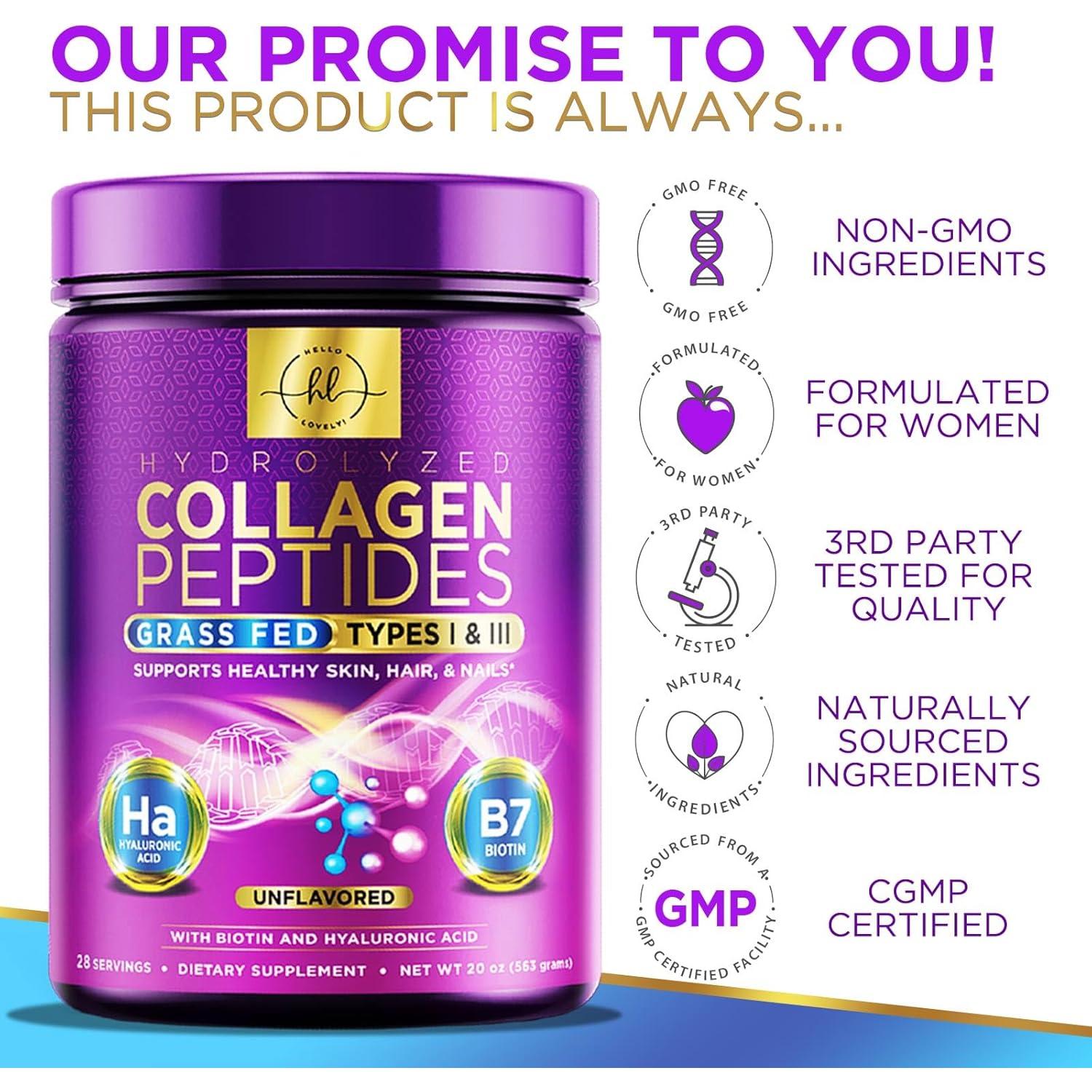 Polvo de Péptidos de Colágeno Sin Sabor Hello Lovely 28 Porciones