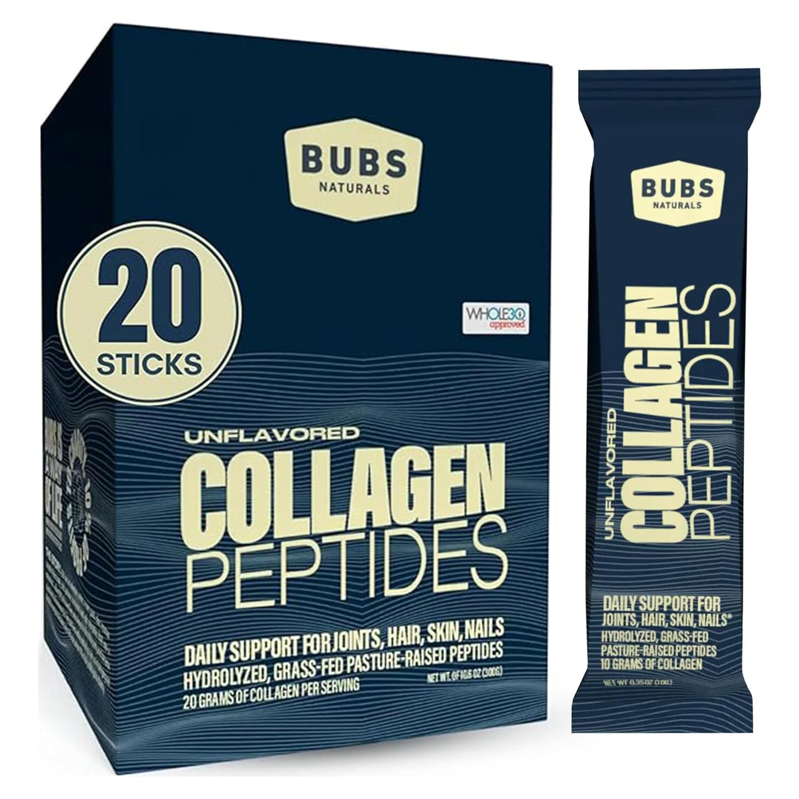 BUBS Naturals Polvo de Colágeno Sin Sabor 20g - 20 Stick