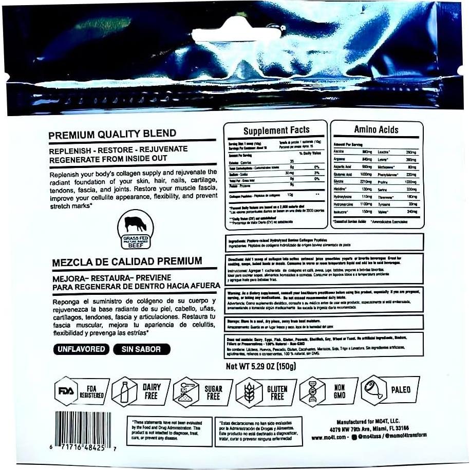 Polvo de Péptidos de Colágeno Hidrolizado MO4T 150g