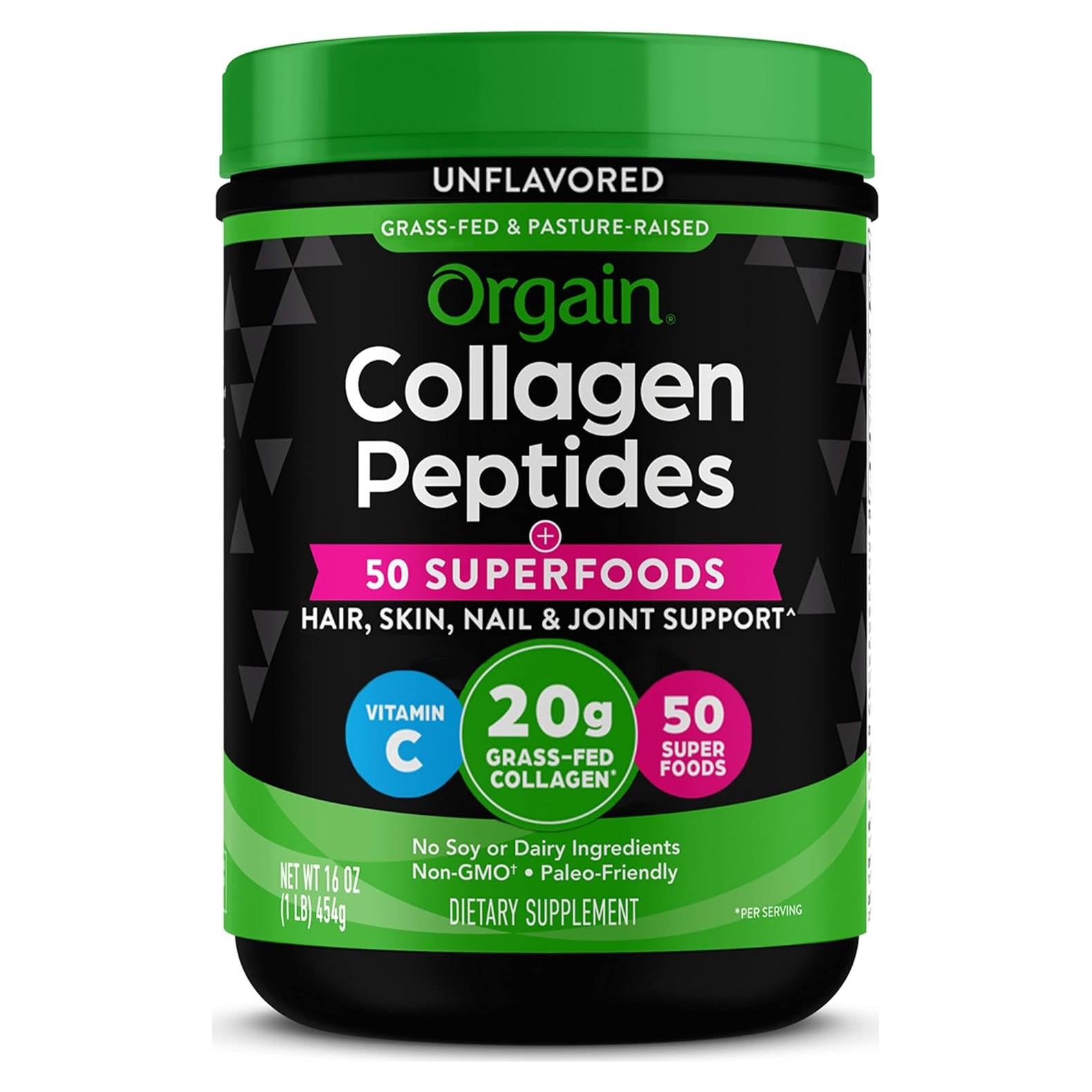 Polvo de Colágeno Hidrolizado Orgain 0.45kg con 50 Superalimentos