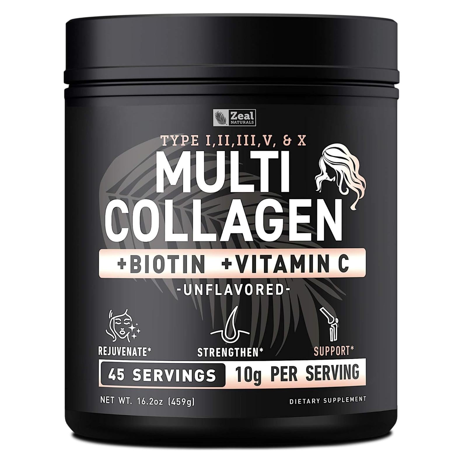 Proteína en Polvo de Colágeno Múltiple Zeal Naturals 450g