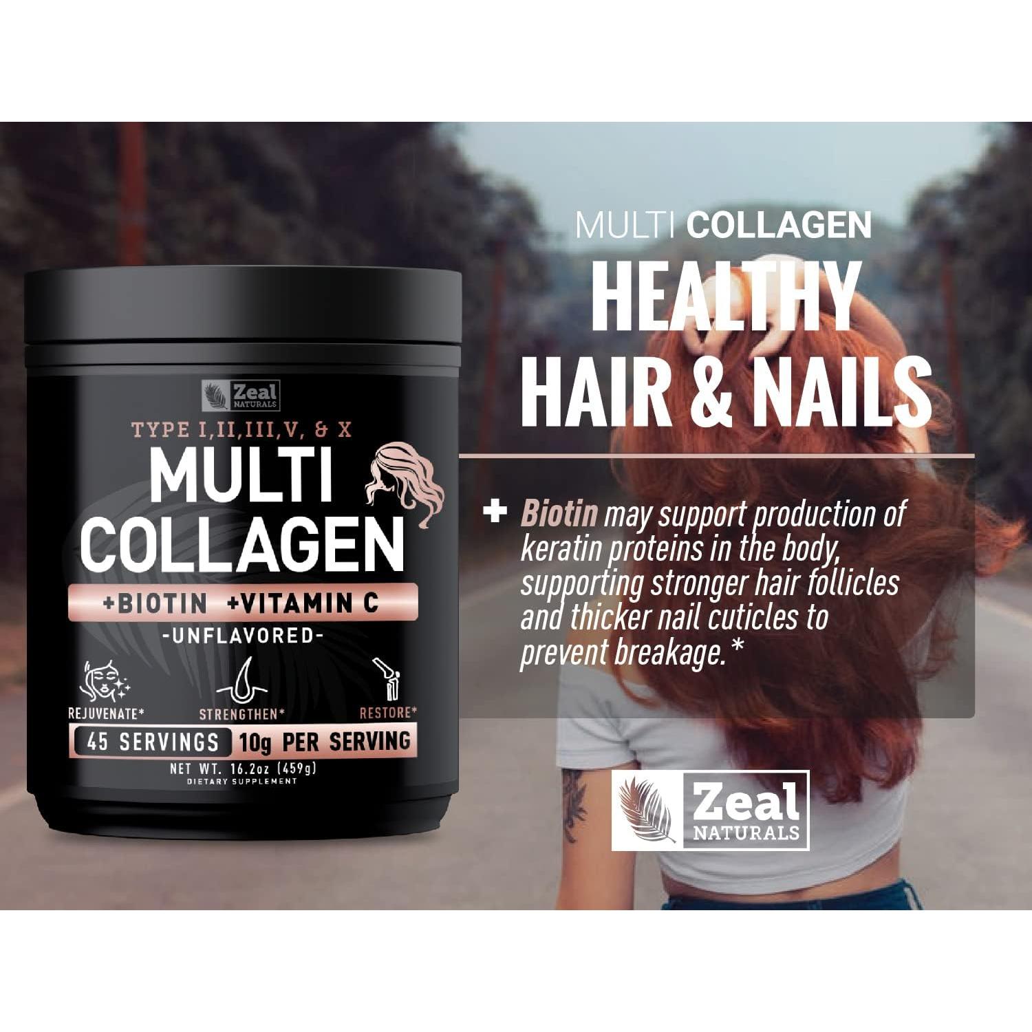 Proteína en Polvo de Colágeno Múltiple Zeal Naturals 450g