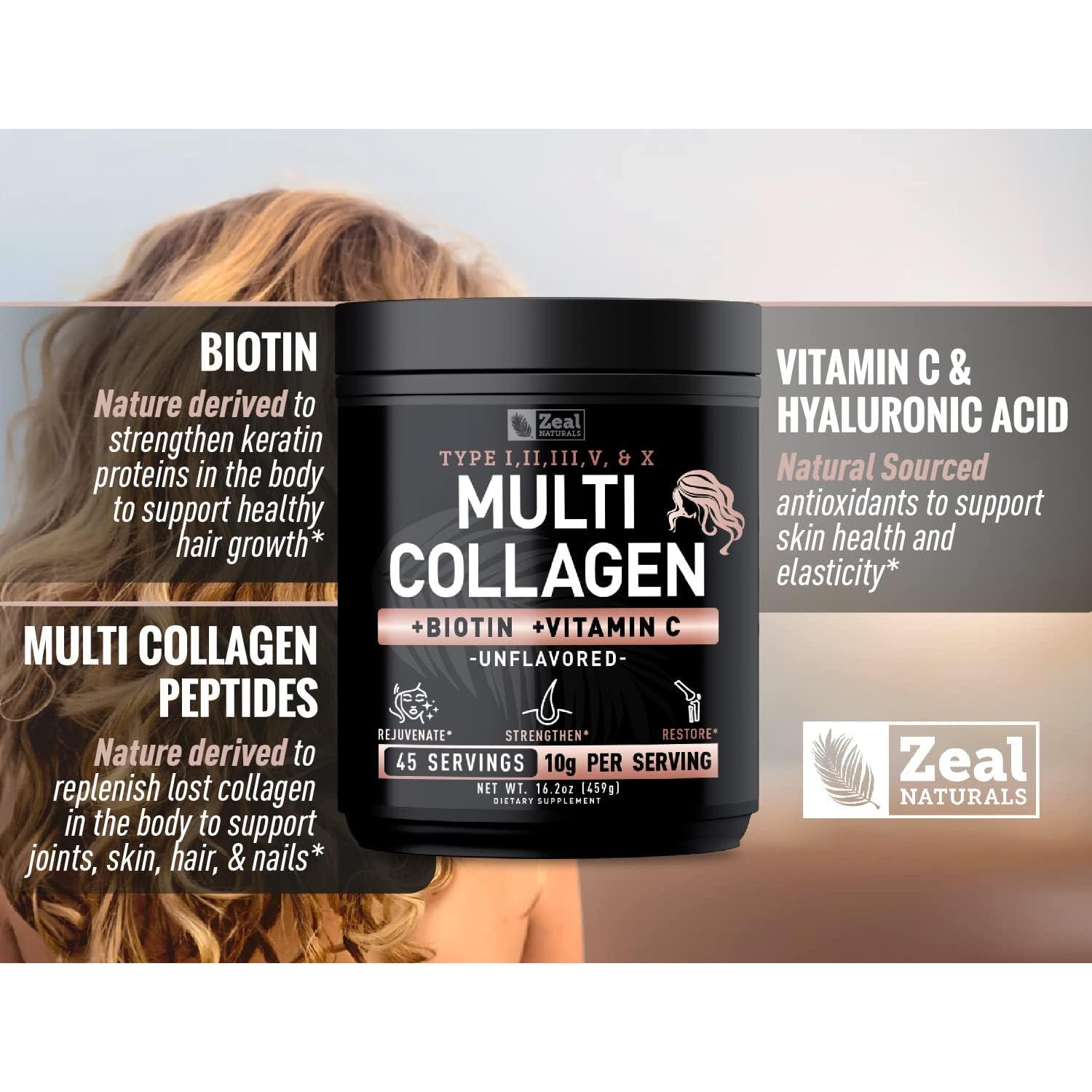 Proteína en Polvo de Colágeno Múltiple Zeal Naturals 450g