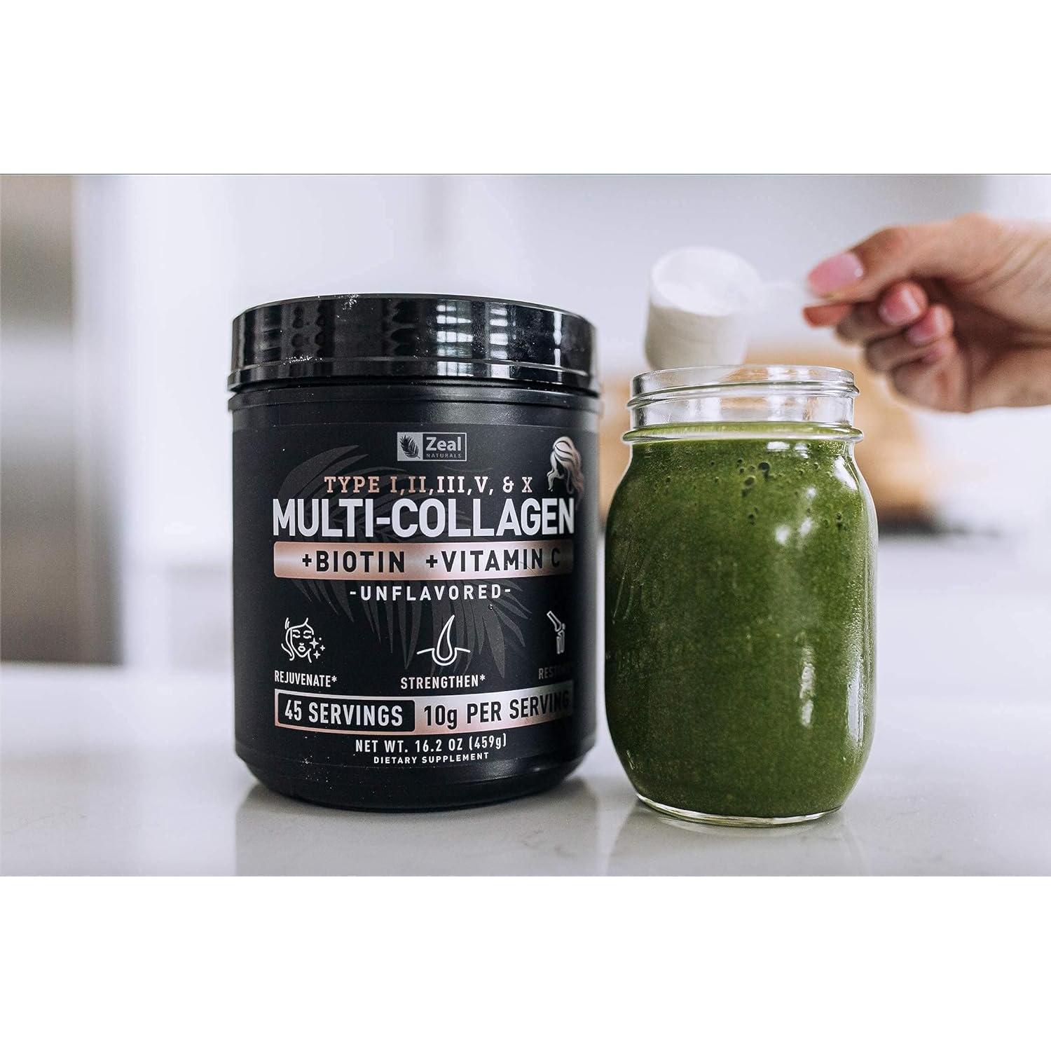 Proteína en Polvo de Colágeno Múltiple Zeal Naturals 450g