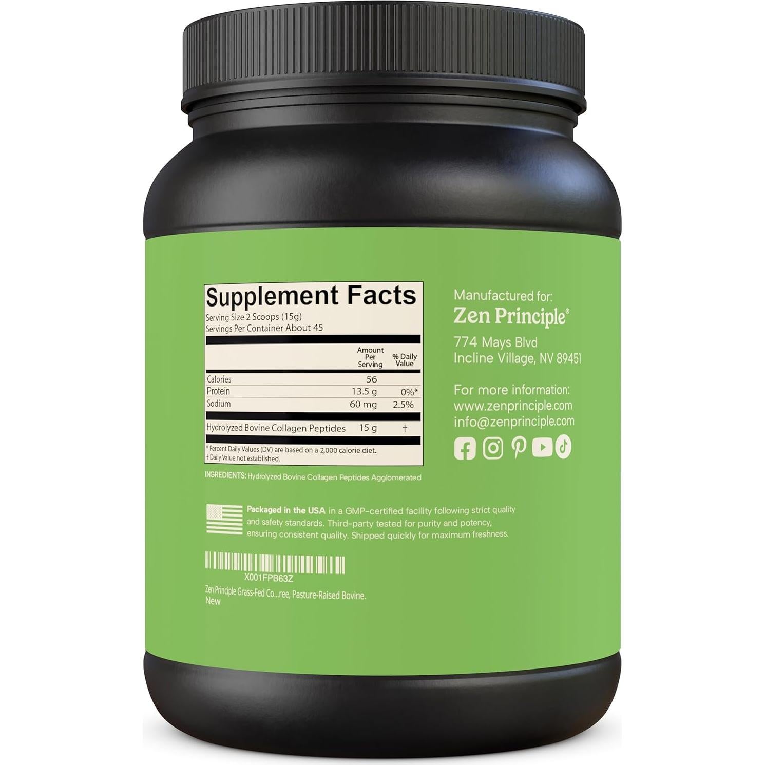 Colágeno Hidrolizado Aglomerado Principio Zen 0.68 kg Antienvejecimiento