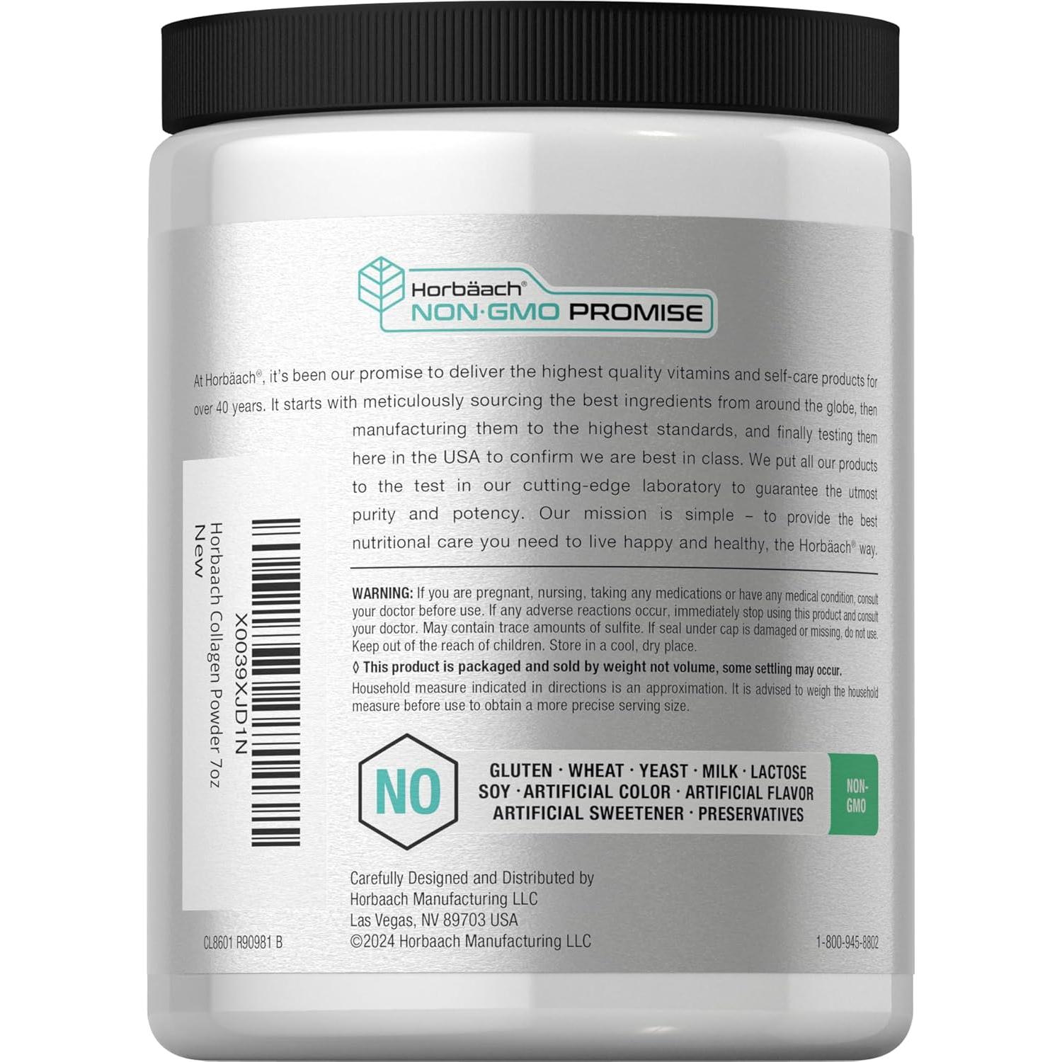 Polvo de Colágeno Horbaach 198g Tipo I y III Sin Sabor