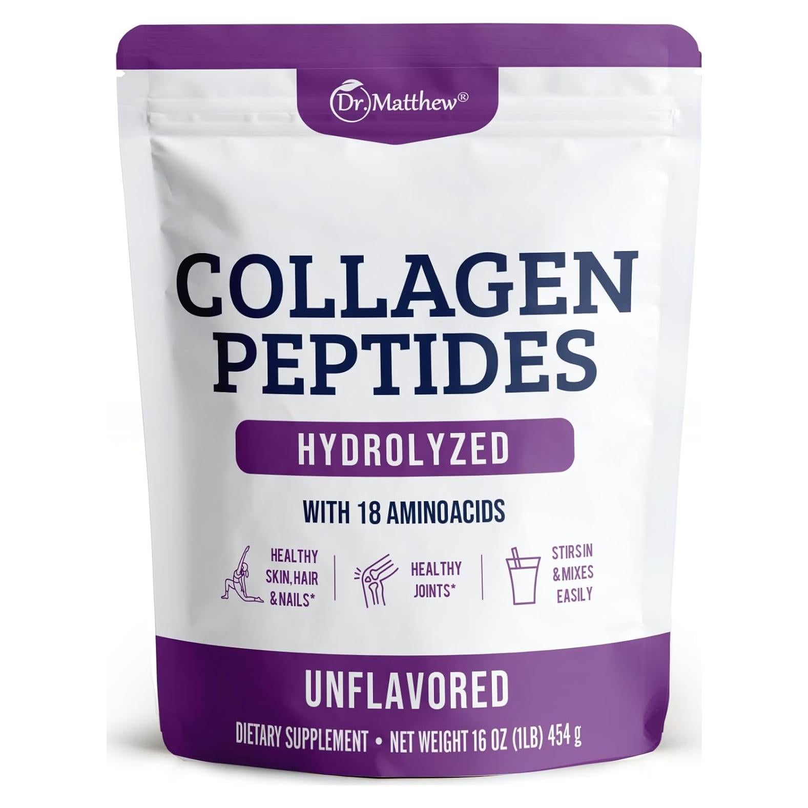 Colágeno Hidrolizado en Polvo Dr. Matthew 450g - Sin Sabor, Keto