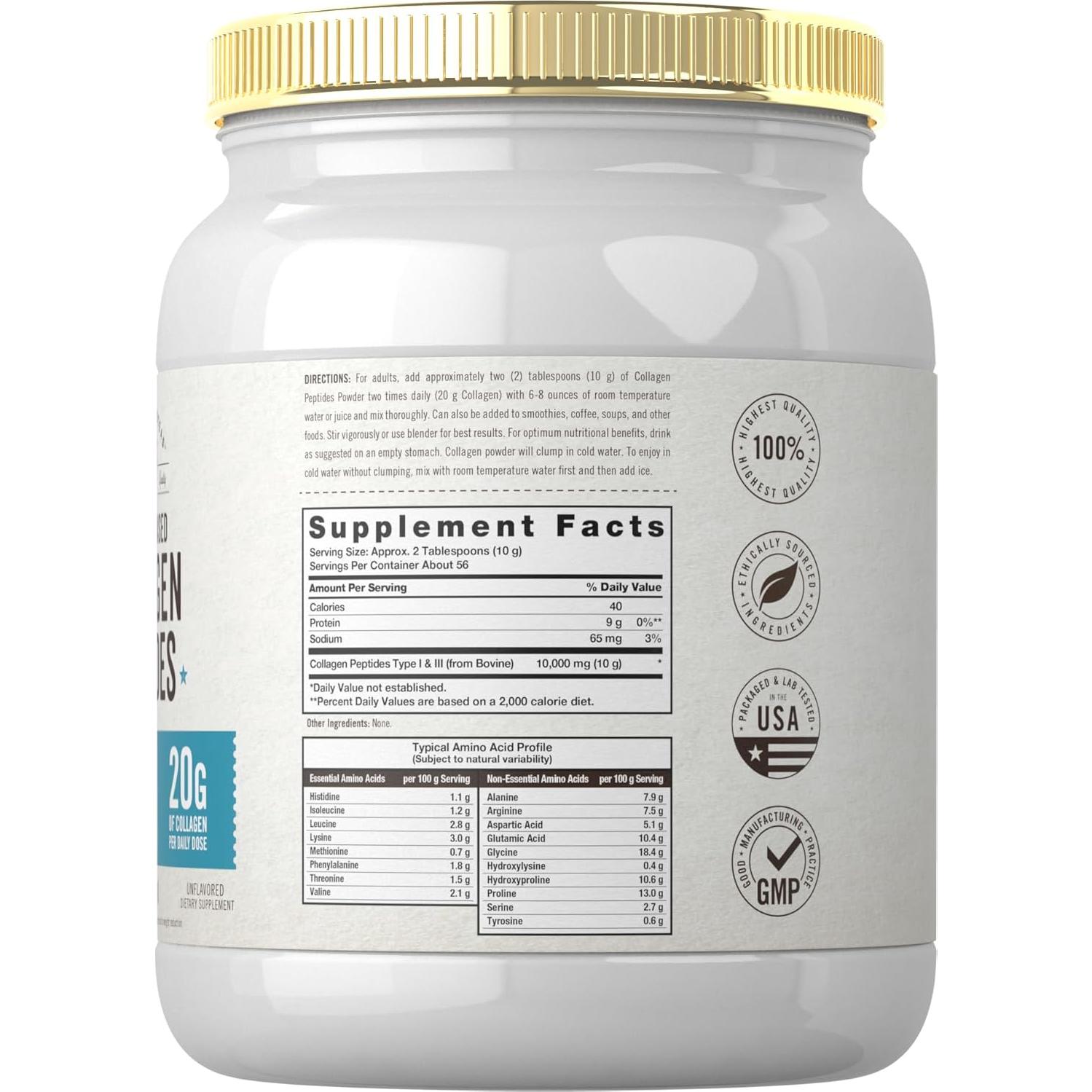 Colágeno en Polvo Carlyle 20oz Sin Sabor Tipos I y III