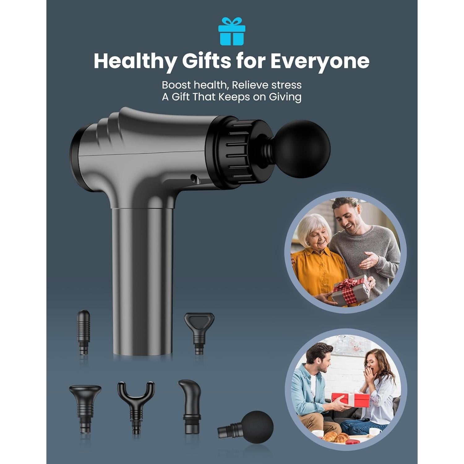 Pistola de Masaje AYURA MG7 Eléctrica 30 Velocidades 6 Cabezas