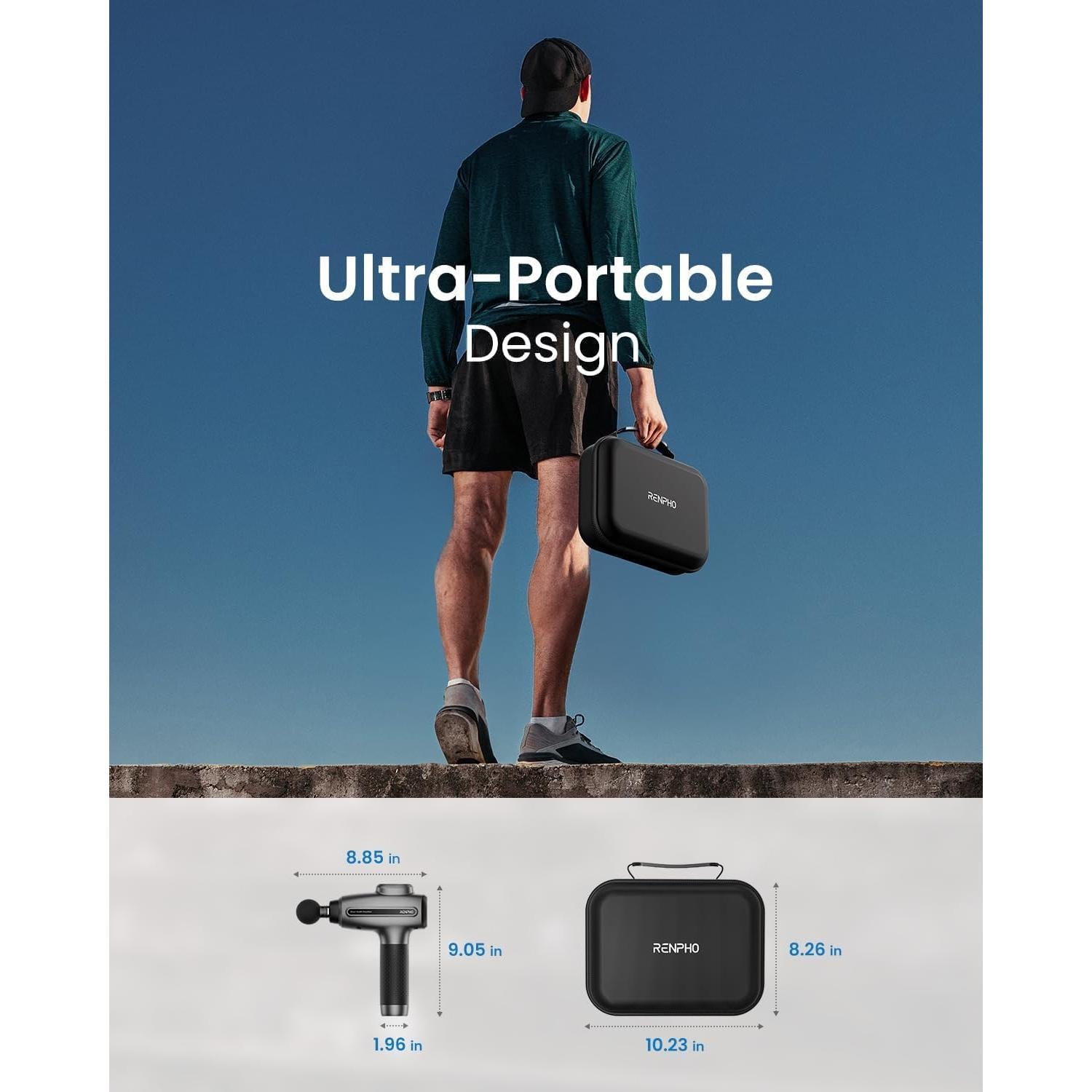 Pistola de Masaje RENPHO R-WMG01, 6 Cabezas, 15 Velocidades