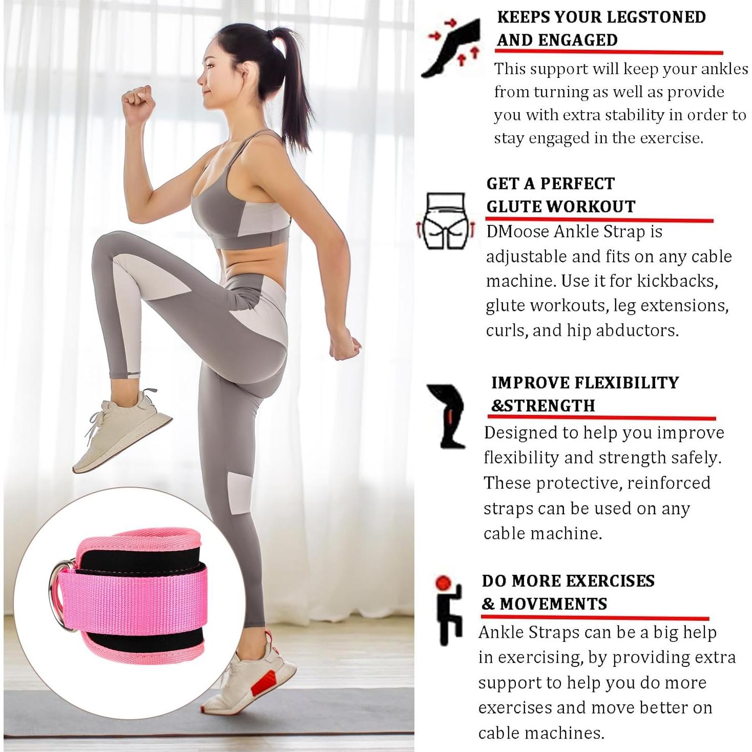 Tirantes de Tobillo Arbootjin para Máquinas de Cable Rosa