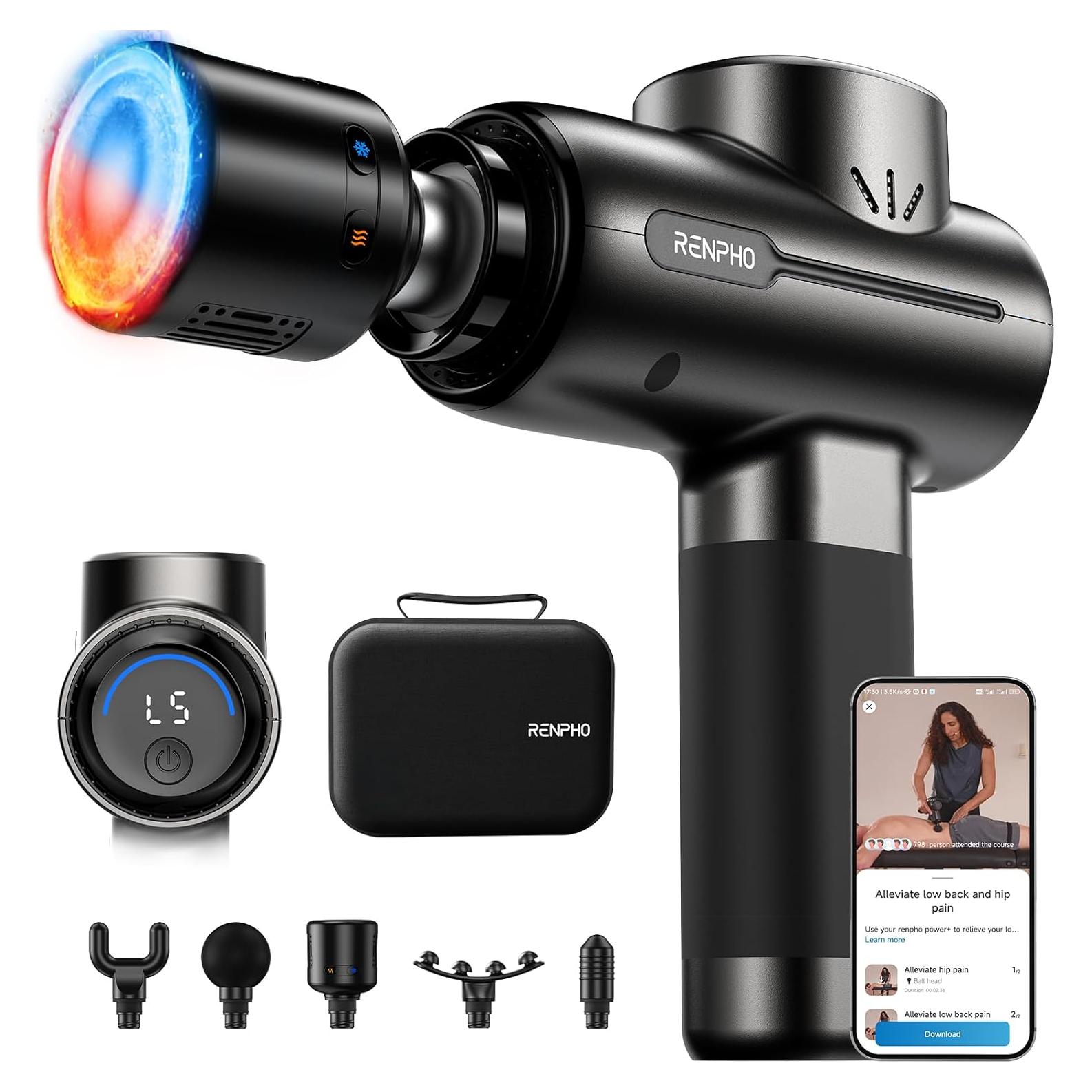 Pistola de Masaje RENPHO con Calor y Frío, 5 Velocidades