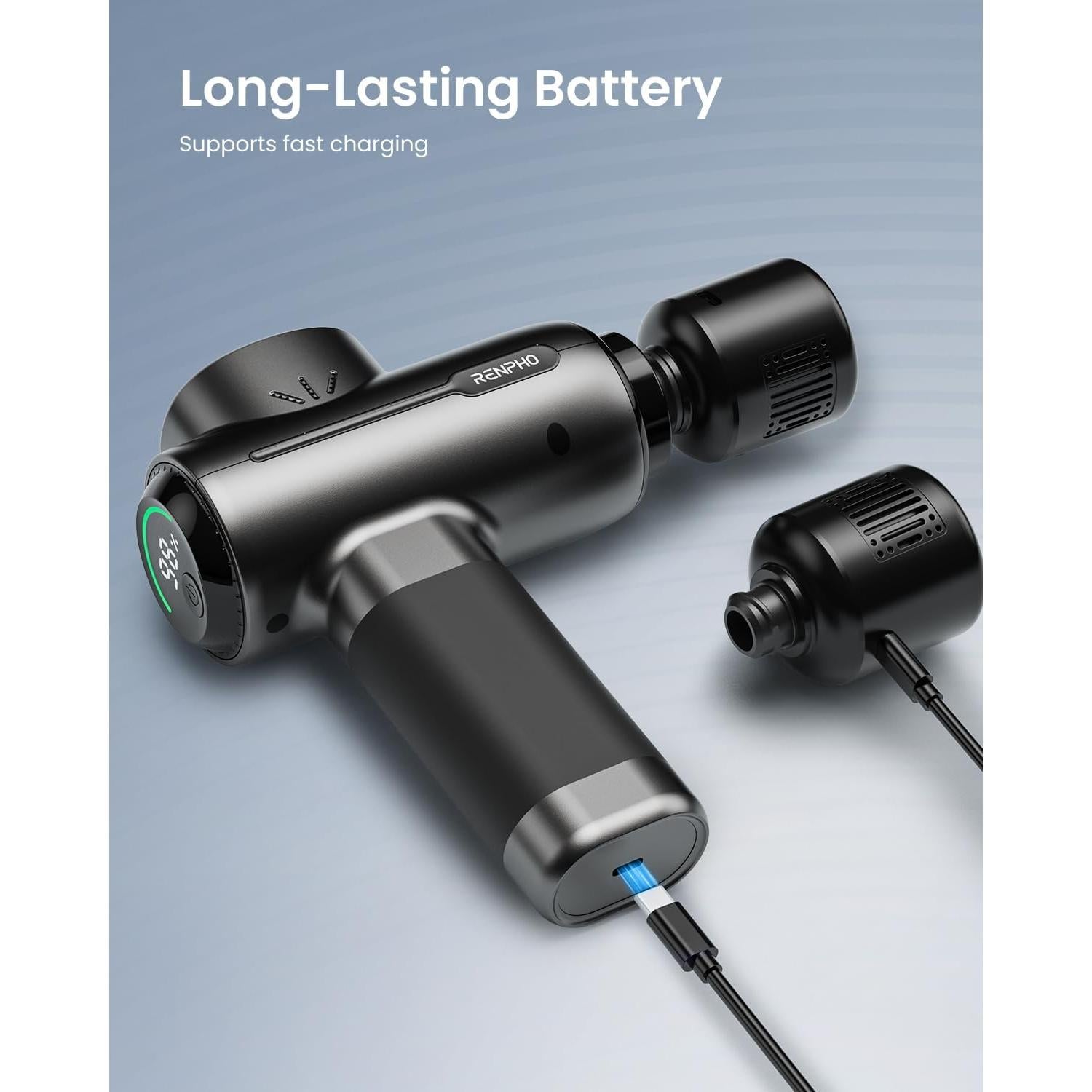 Pistola de Masaje RENPHO con Calor y Frío, 5 Velocidades