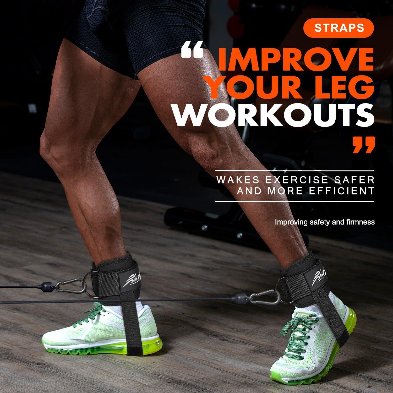 Correas de Tobillo Acolchadas HPYGN para Gimnasio - Negro