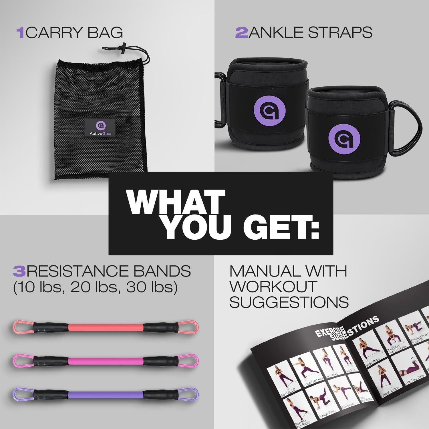 Bandas de Resistencia ActiveGear para Tobillos - 3 Niveles