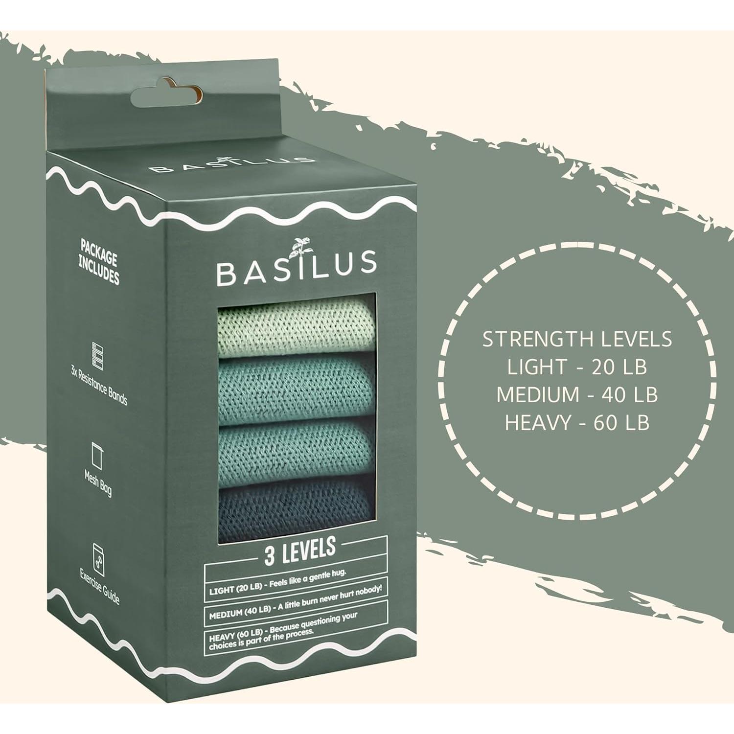 Bandas de Resistencia Basilus - 3 Niveles para Fitness y Yoga