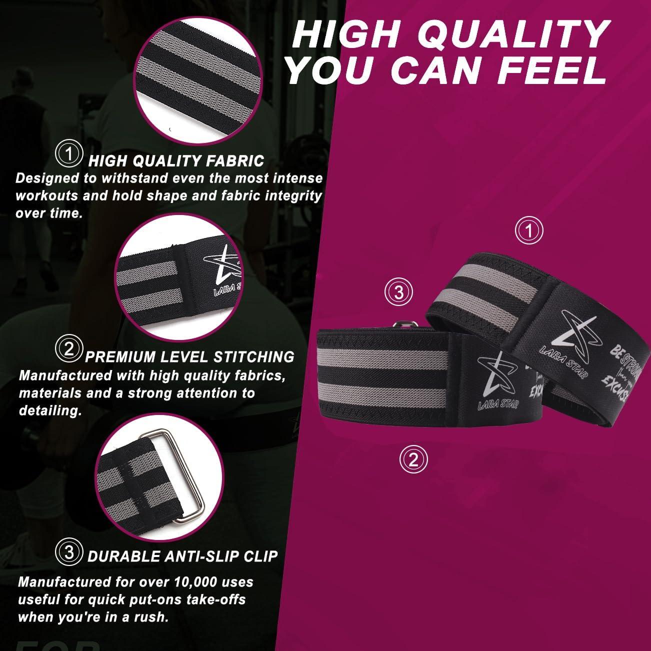 Bandas de Oclusión BFR LARA STAR para Glúteos y Piernas