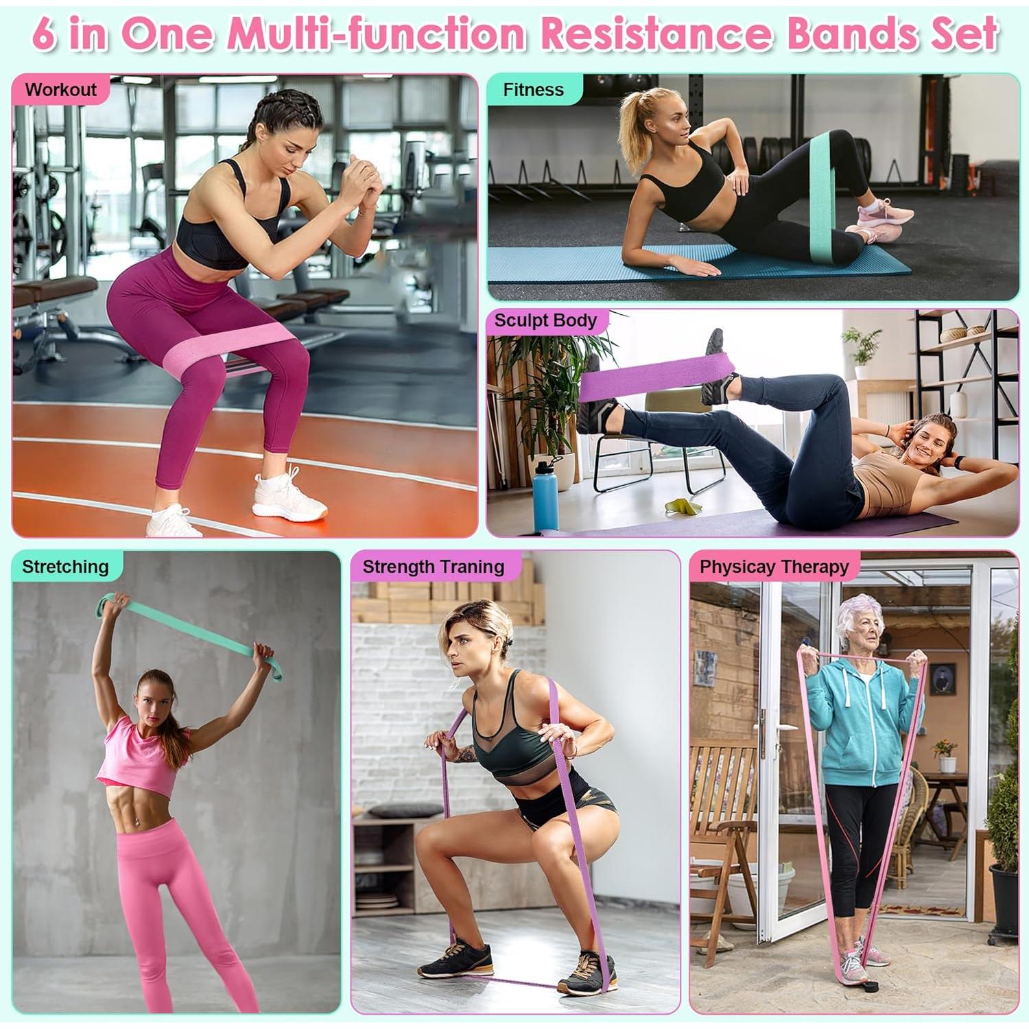 Bandas de Resistencia de Tela Goocrun - 3 Niveles + Pelota Yoga