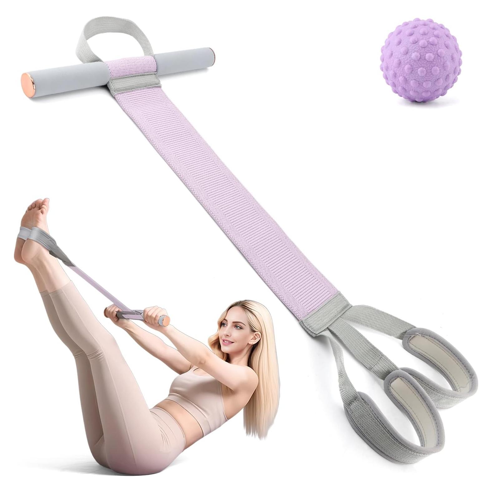 Fabric Resistance Band with Handles, Yoga Pedal Resistance Band Non-Slip Elastic Bands for Strength Muscle Training, Workout Equipment for Leg Arm Chest Core Wrist A