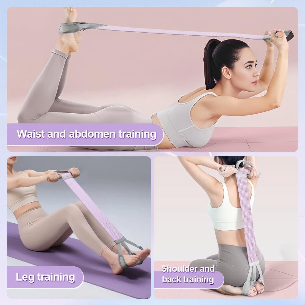 Fabric Resistance Band with Handles, Yoga Pedal Resistance Band Non-Slip Elastic Bands for Strength Muscle Training, Workout Equipment for Leg Arm Chest Core Wrist A