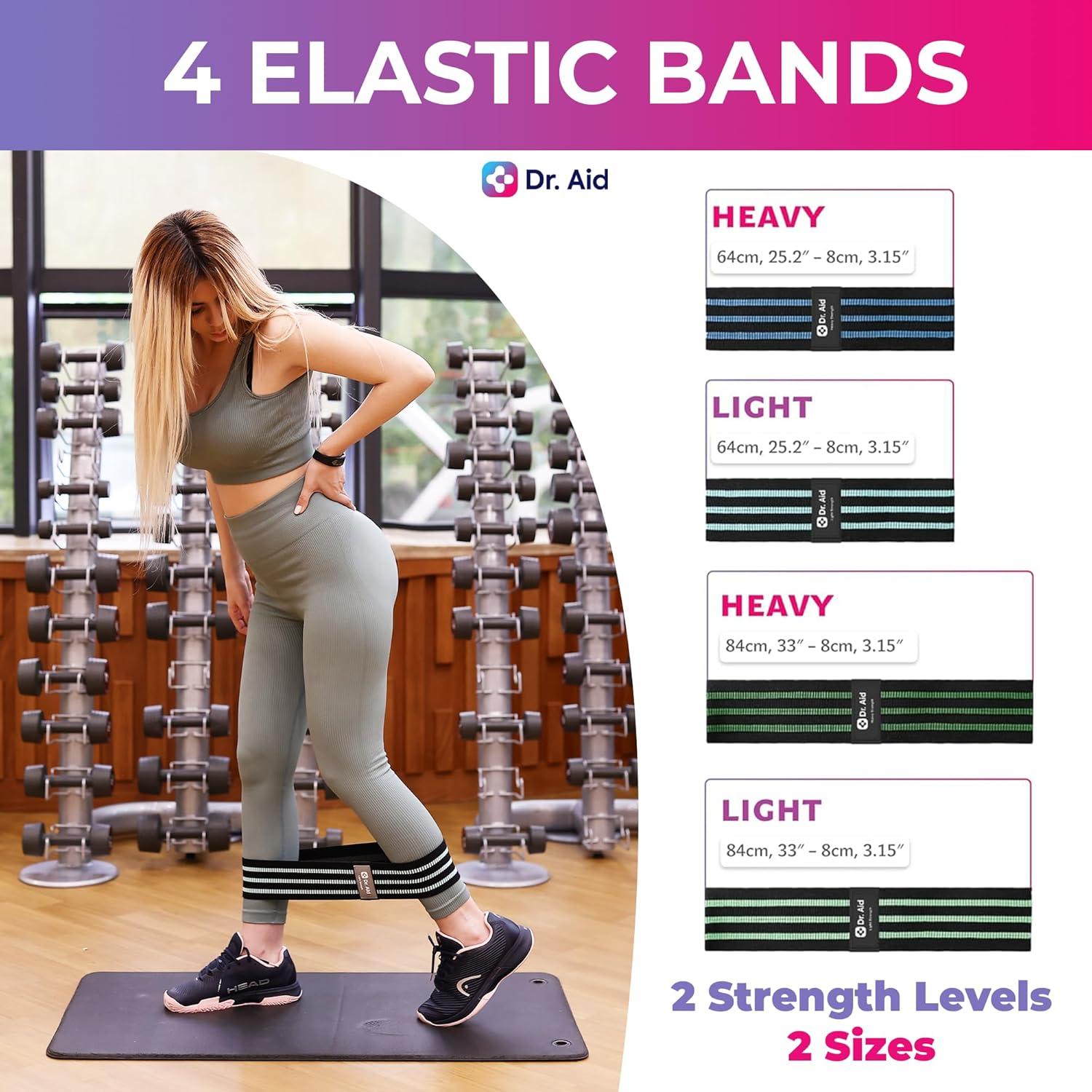 Bandas de Resistencia Dr. Aid - Set de 4 para Glúteos y Piernas