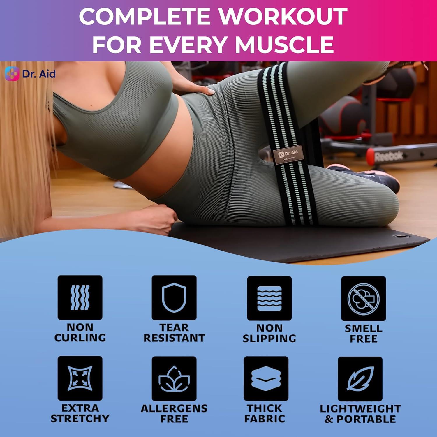 Bandas de Resistencia Dr. Aid - Set de 4 para Glúteos y Piernas