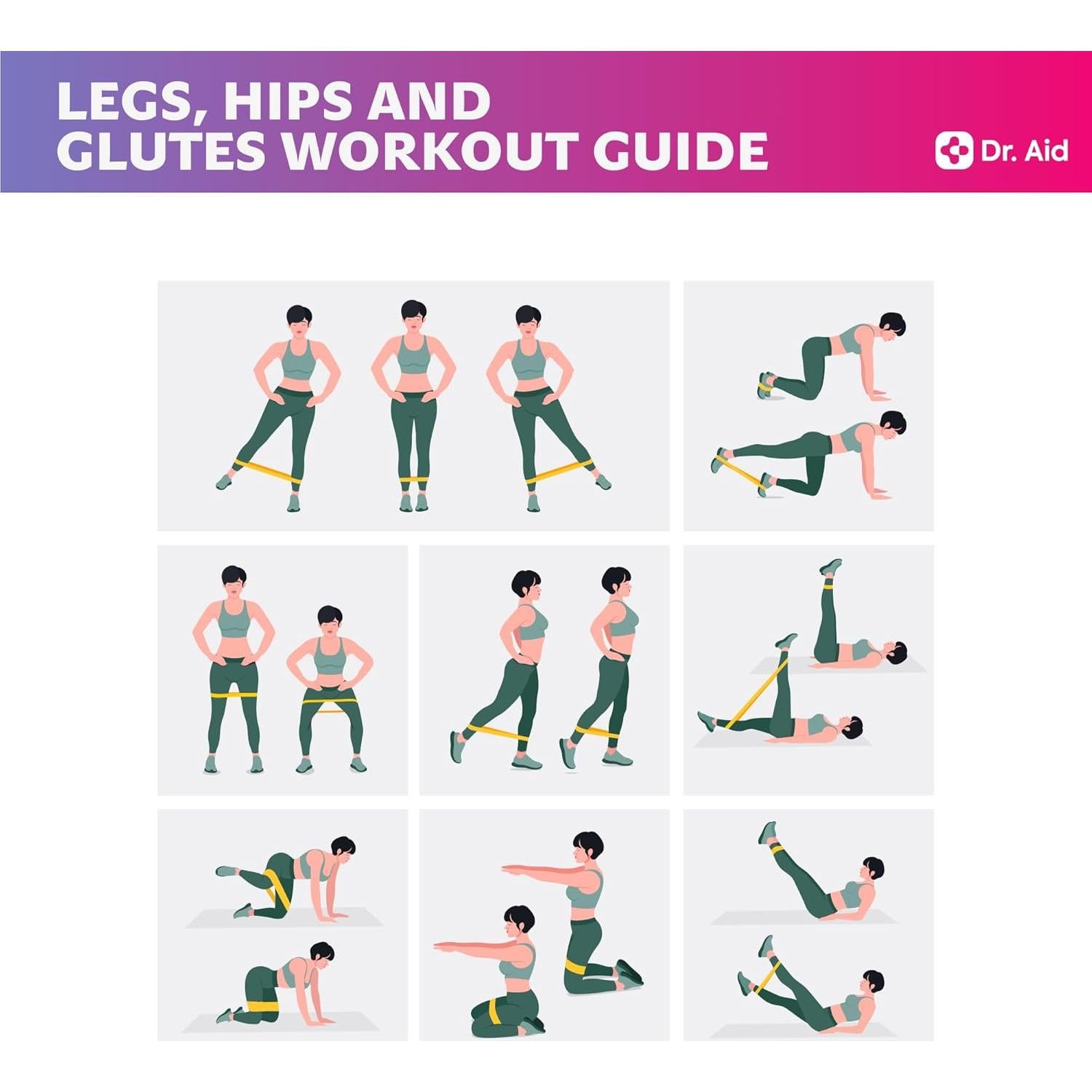 Bandas de Resistencia Dr. Aid - Set de 4 para Glúteos y Piernas