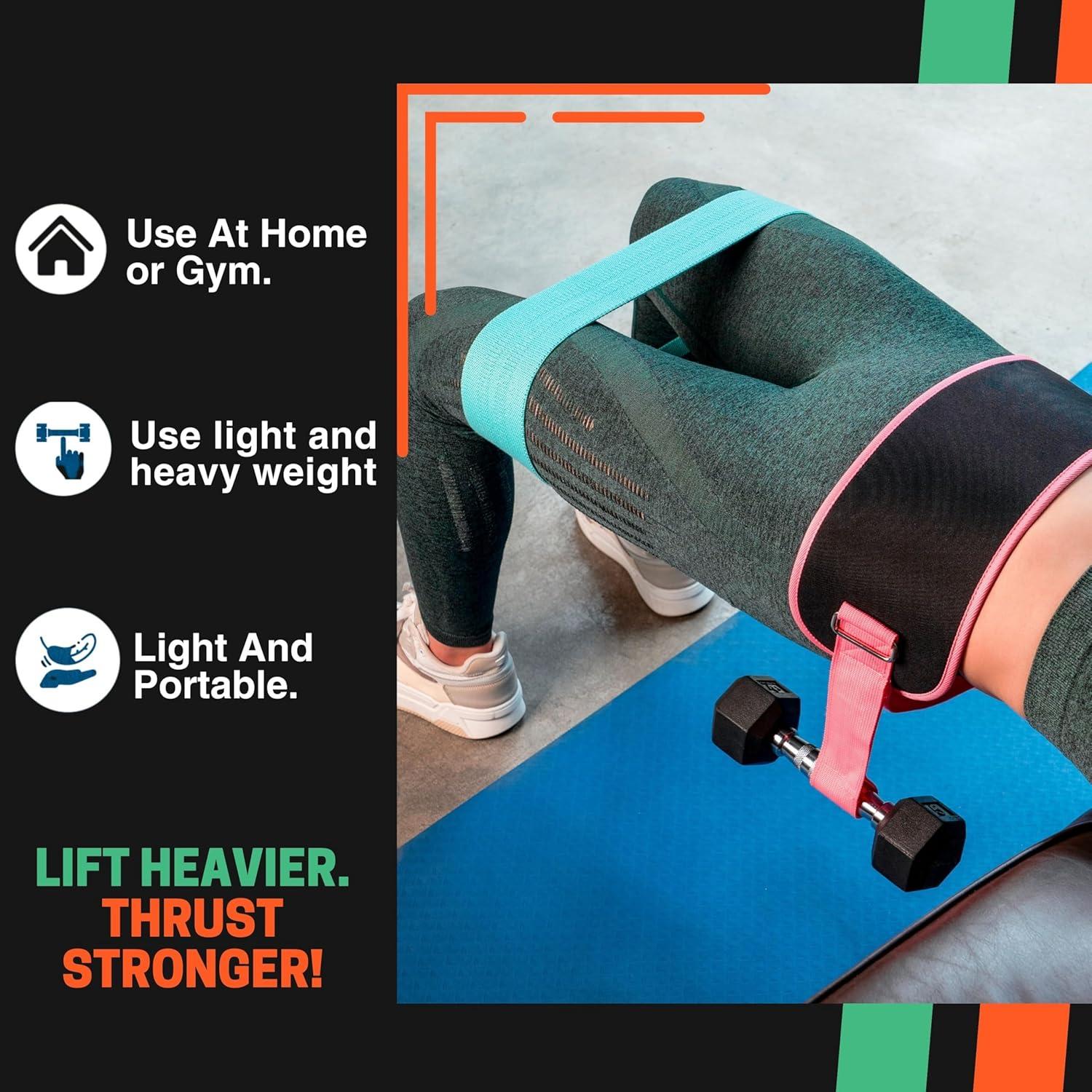 Cinturón de Hip Thrust Mingle Negro-Rosa + 3 Bandas Resistencia