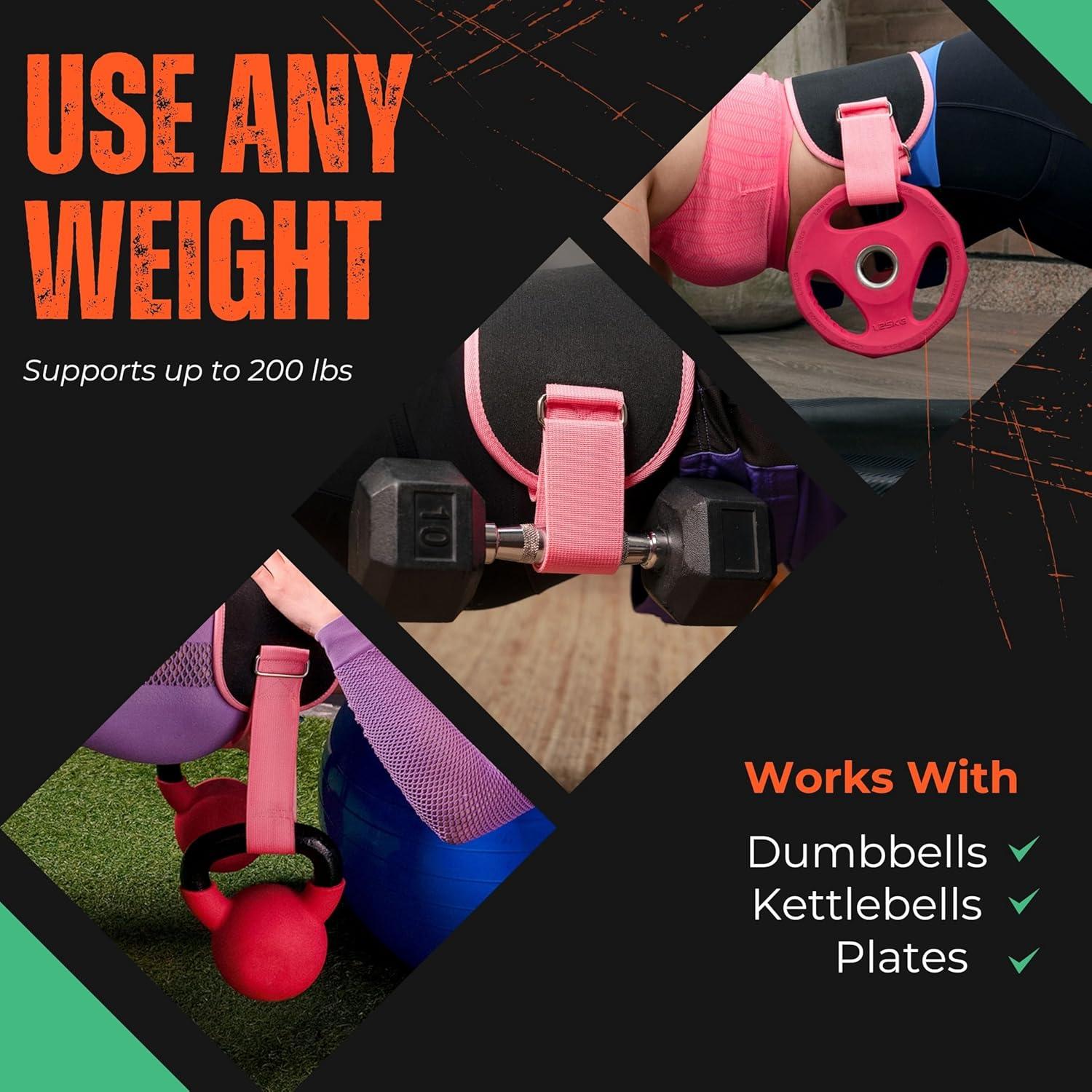 Cinturón de Hip Thrust Mingle Negro-Rosa + 3 Bandas Resistencia