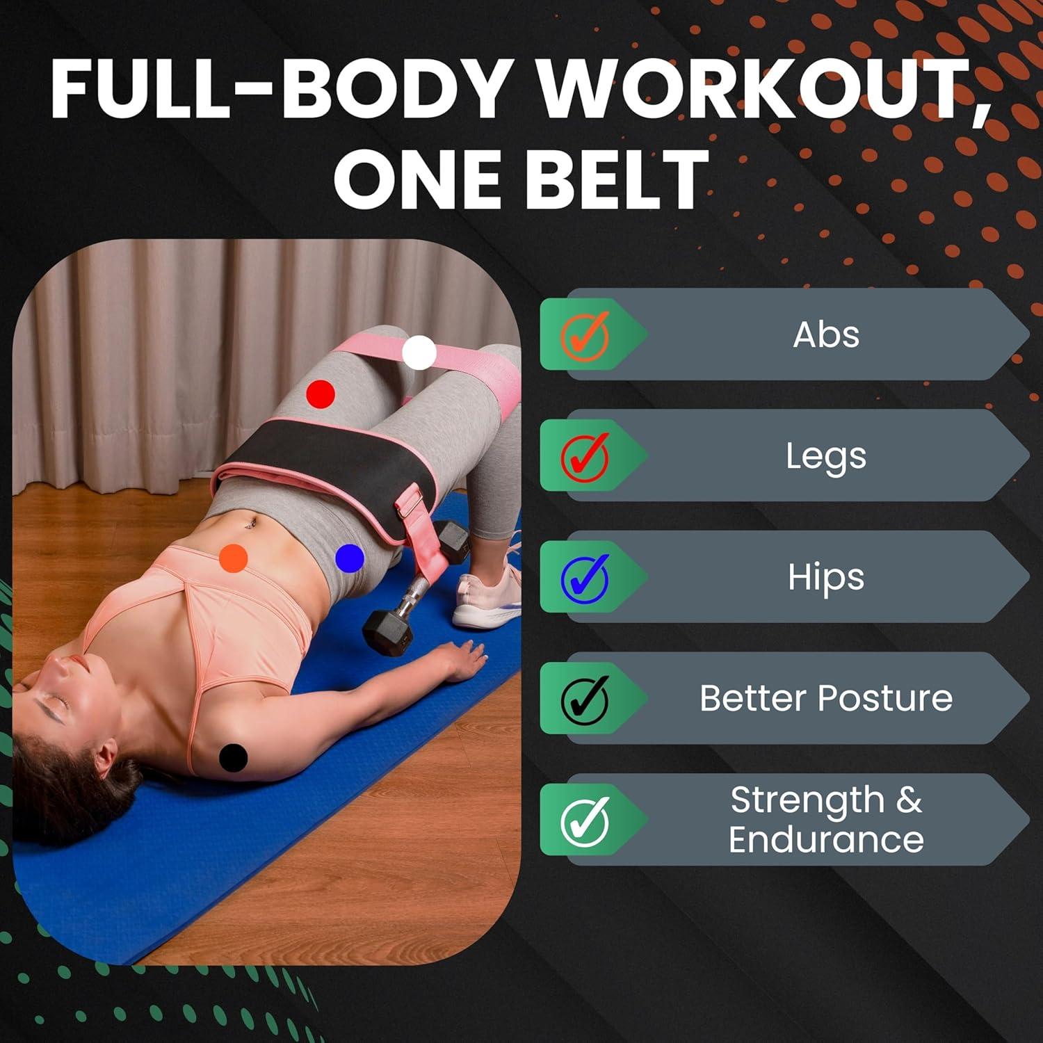 Cinturón de Hip Thrust Mingle Negro-Rosa + 3 Bandas Resistencia