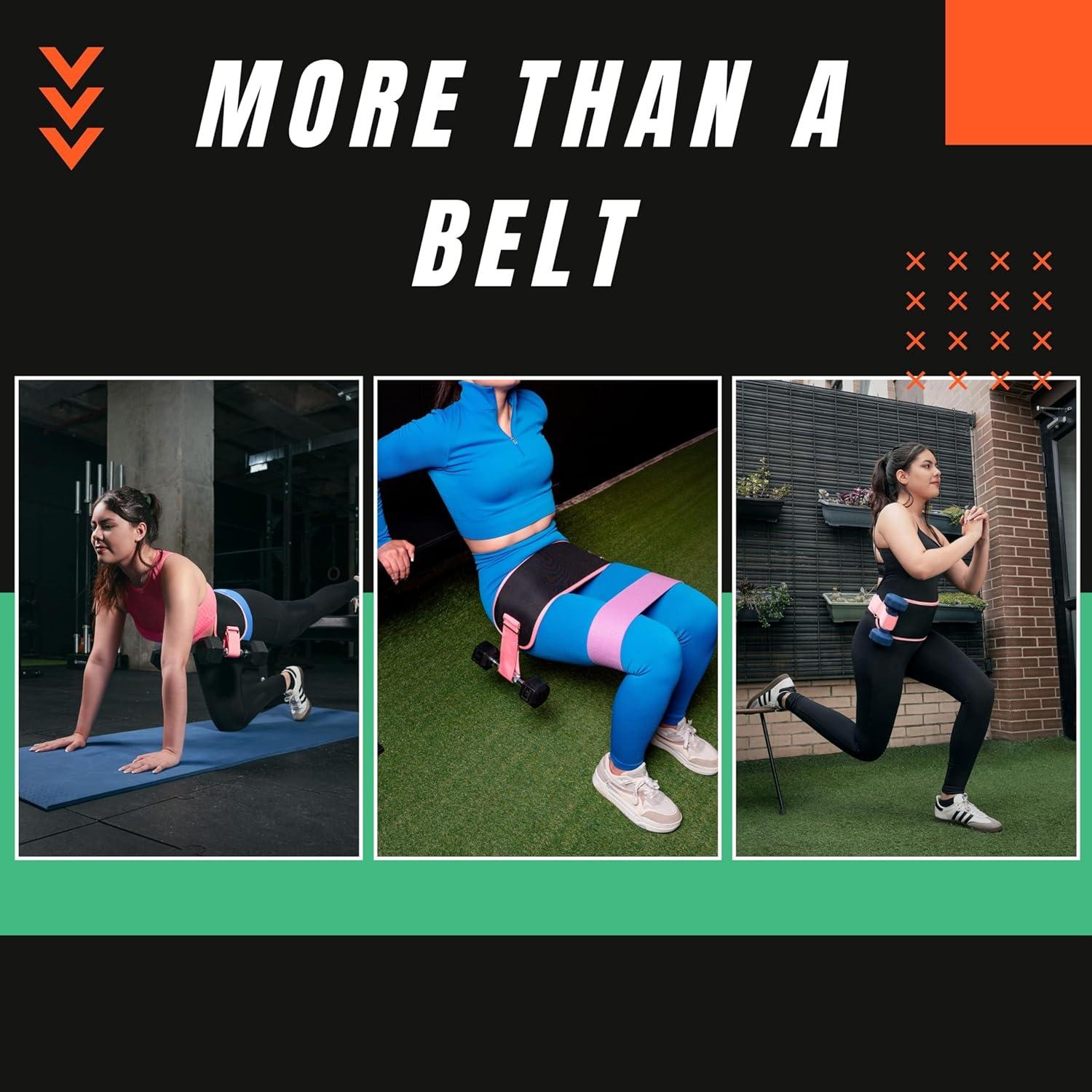 Cinturón de Hip Thrust Mingle Negro-Rosa + 3 Bandas Resistencia