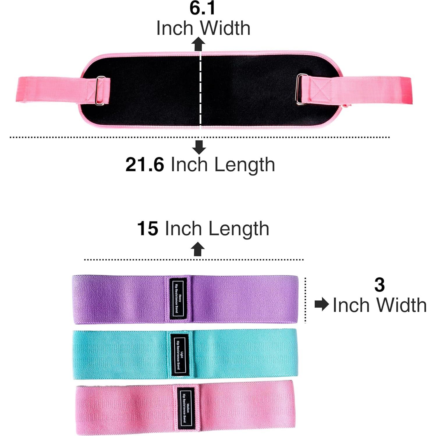 Cinturón de Hip Thrust Mingle Negro-Rosa + 3 Bandas Resistencia