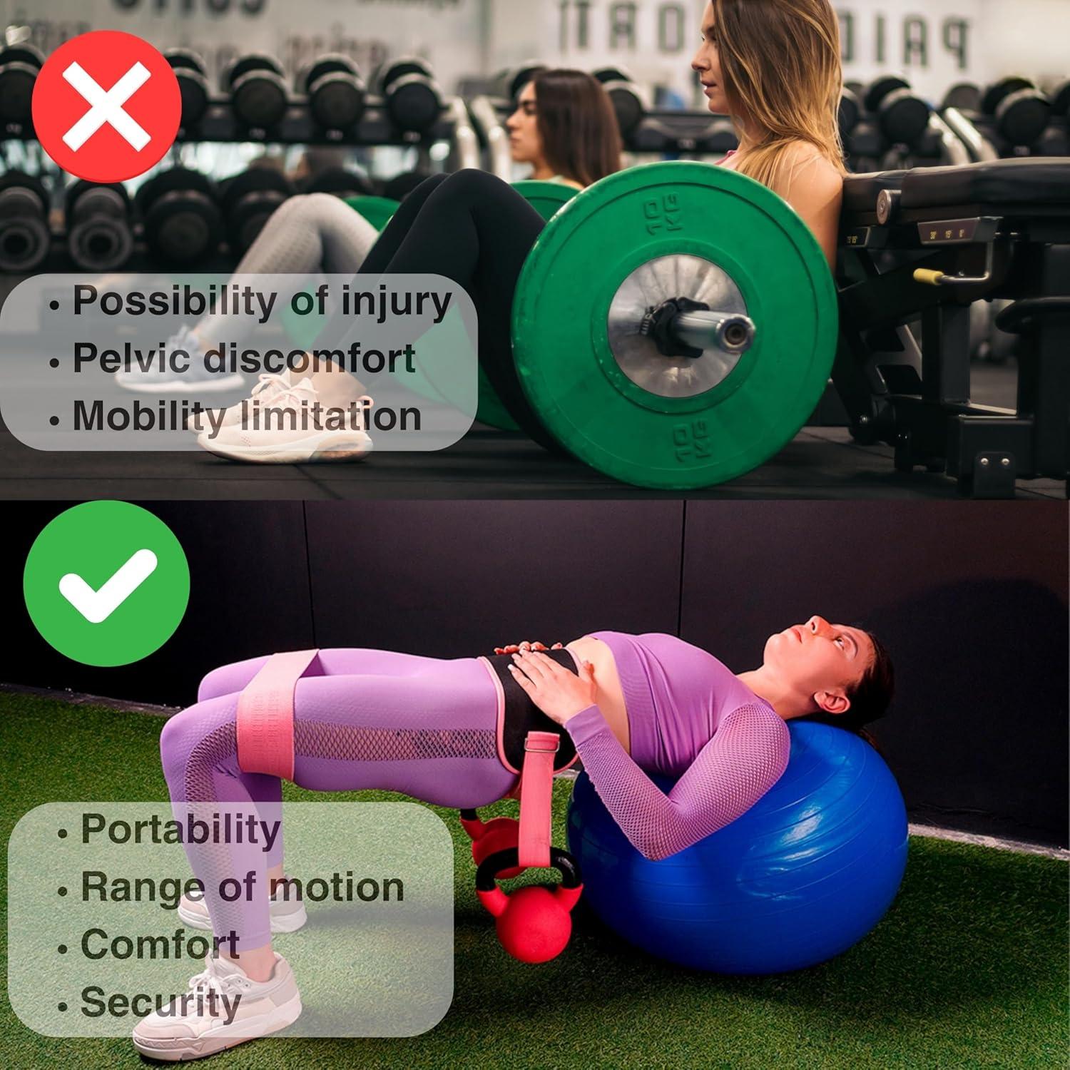 Cinturón de Hip Thrust Mingle Negro-Rosa + 3 Bandas Resistencia