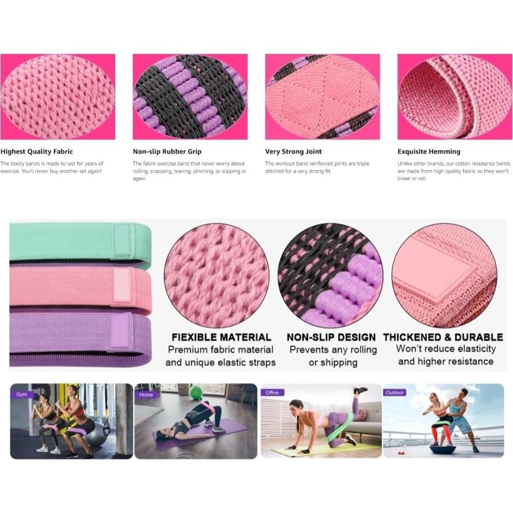 Set de Bandas de Resistencia Genérico - 3 Niveles para Ejercicio