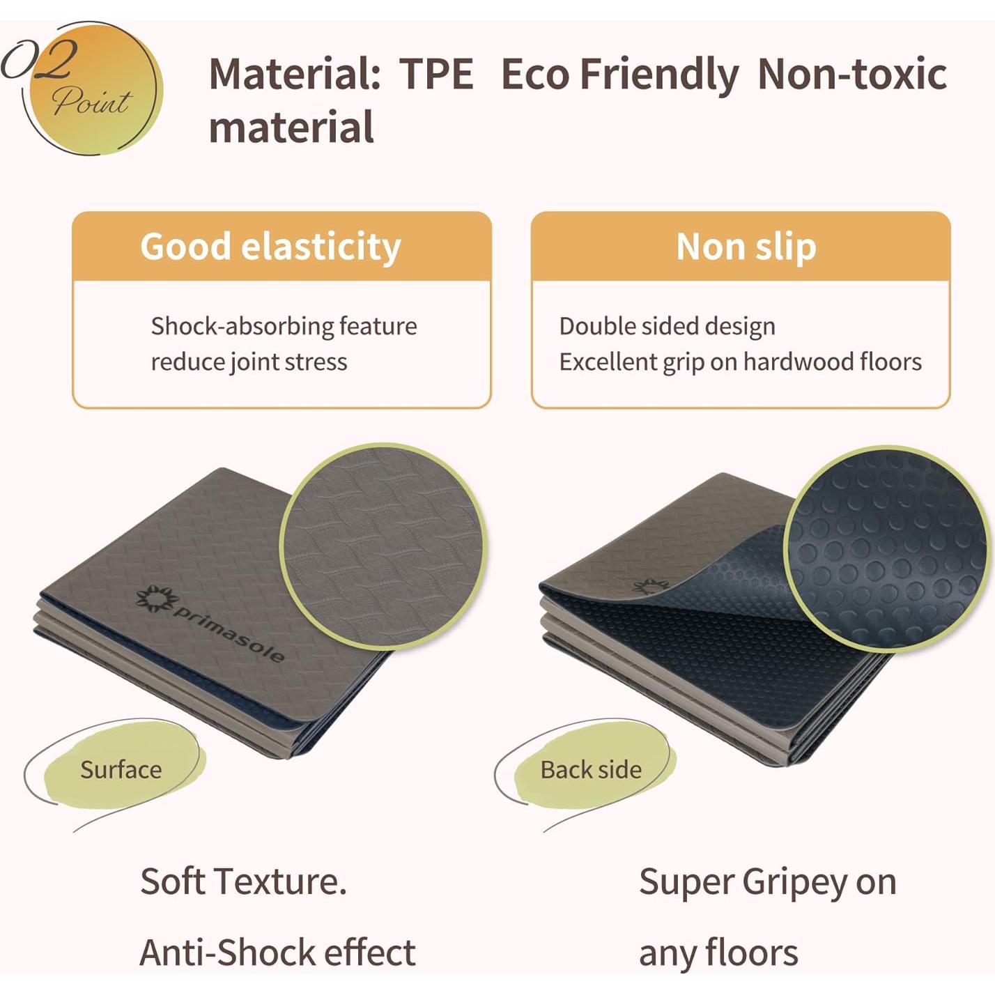 Mat de Yoga Plegable Primasole TPE Antideslizante 182x61cm