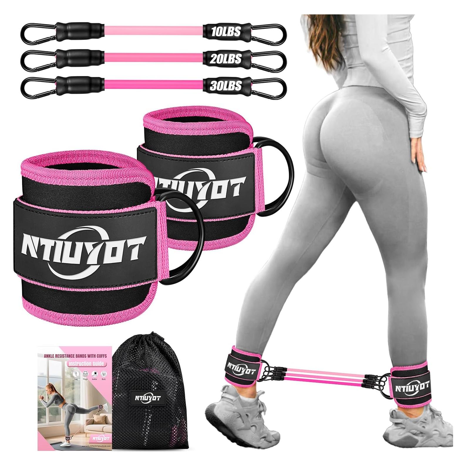 Bandas de Resistencia para Tobillos NTIUYOT Rosa - 3 Niveles