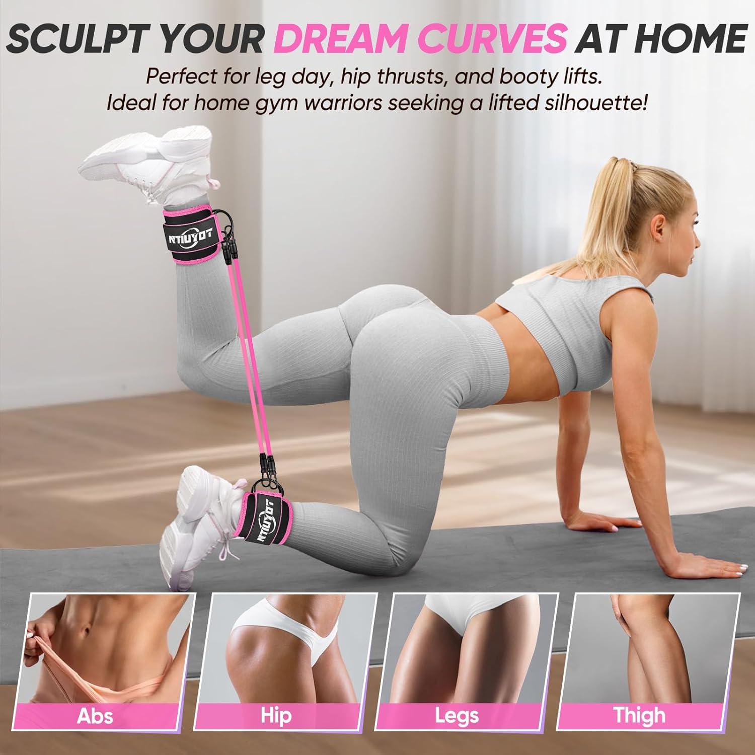 Bandas de Resistencia para Tobillos NTIUYOT Rosa - 3 Niveles