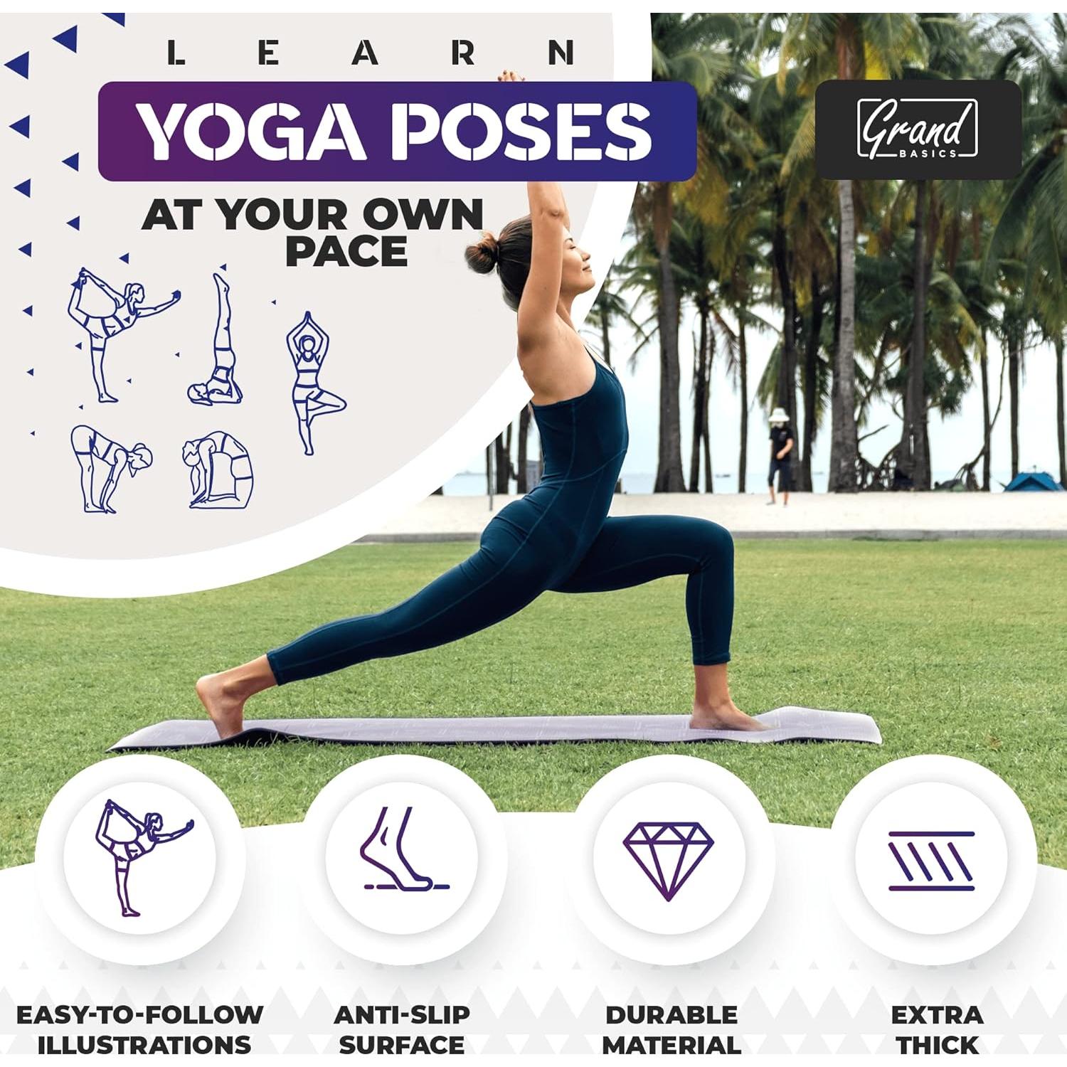 Estera de Yoga Instructiva GRAND BASICS 172.72x60.96cm Antideslizante