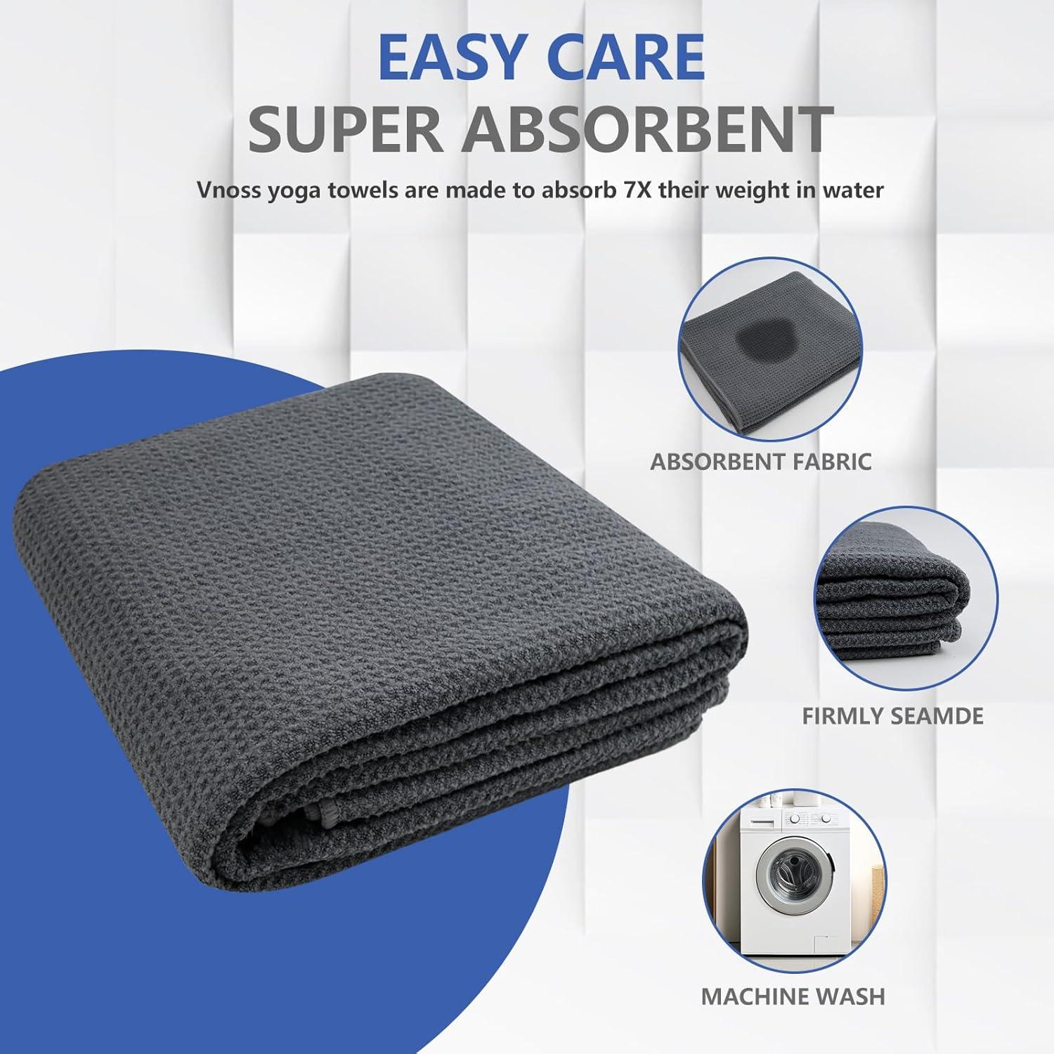Toalla de Yoga Antideslizante Vnoss Gris 180x63cm Microfibra