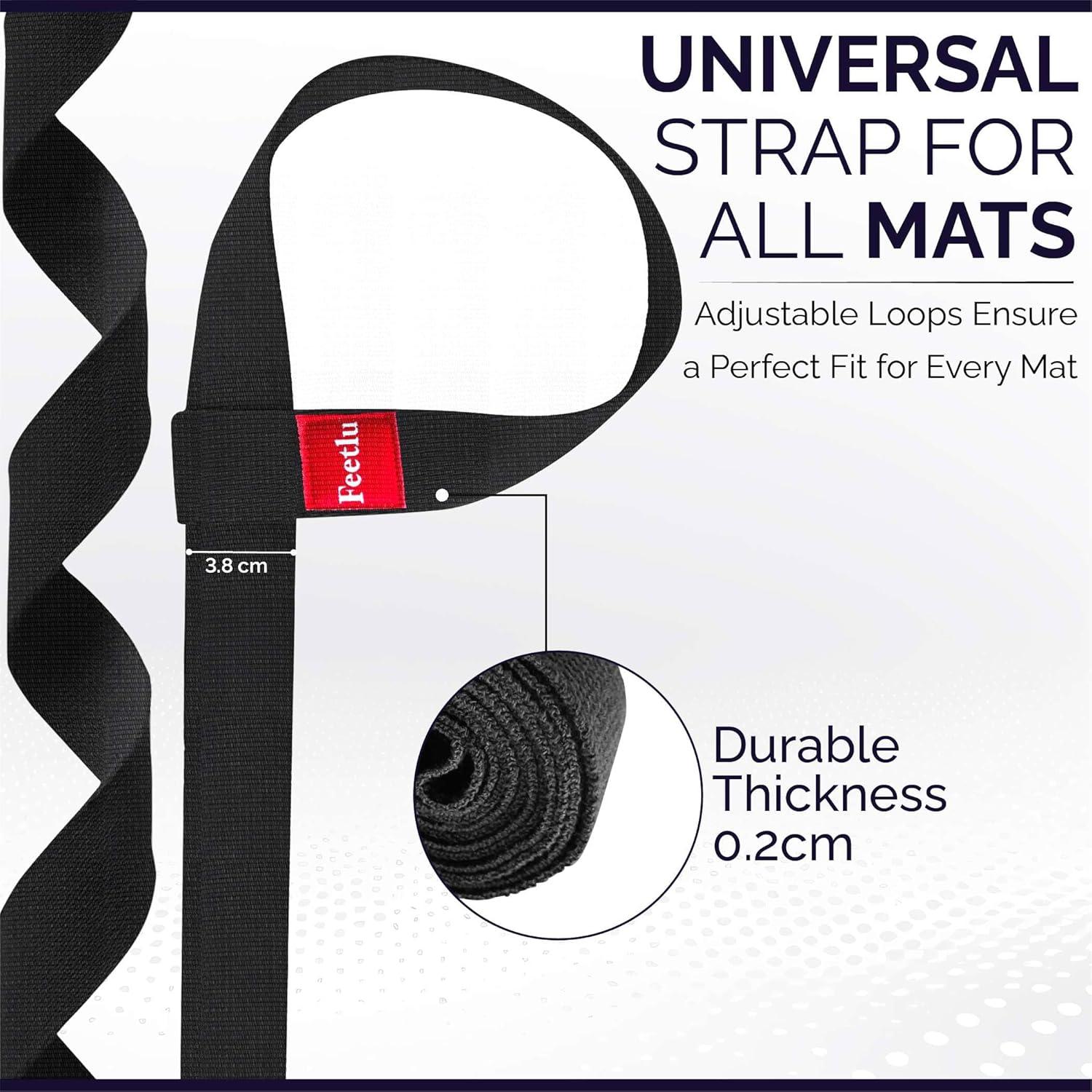 Correa de Yoga Feetlu 2 en 1 Ajustable Algodón Negro