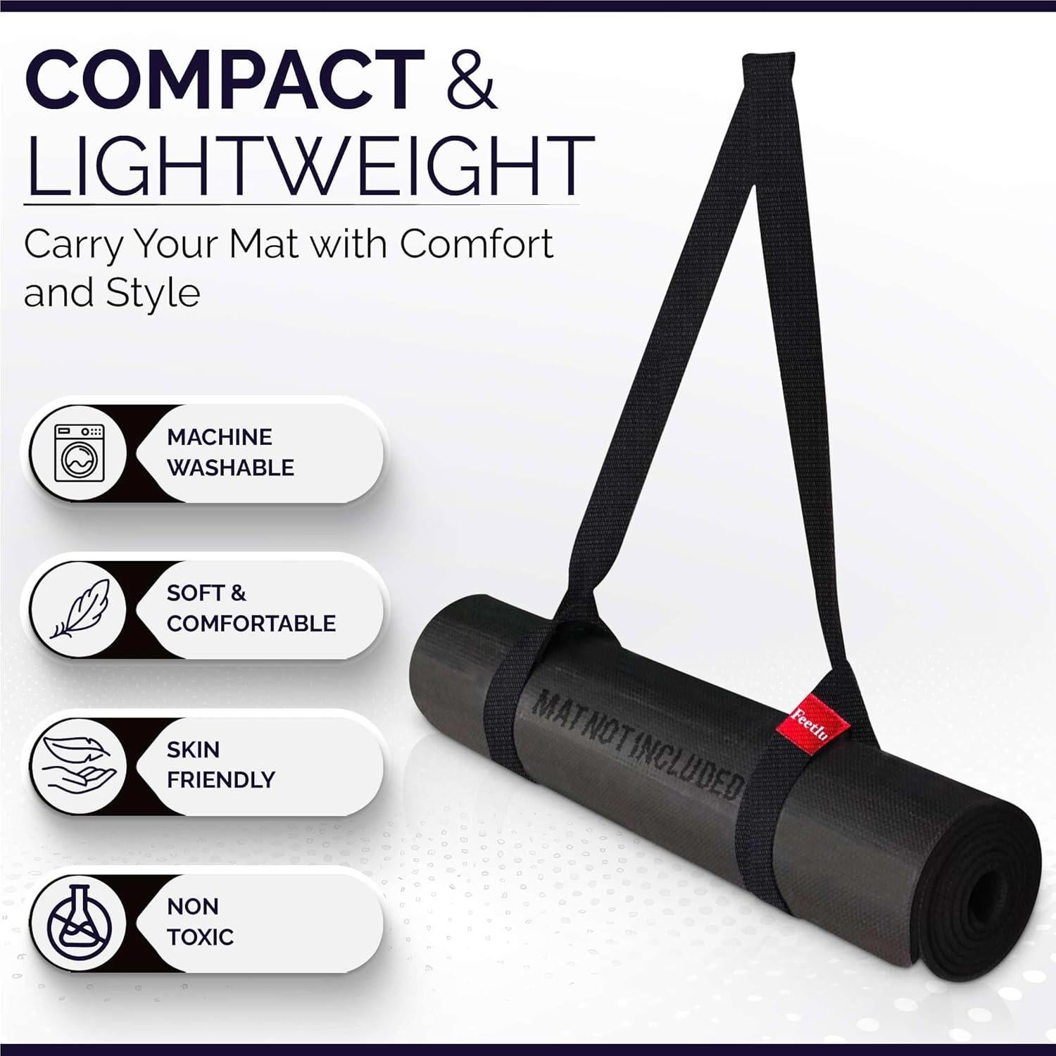 Correa de Yoga Feetlu 2 en 1 Ajustable Algodón Negro