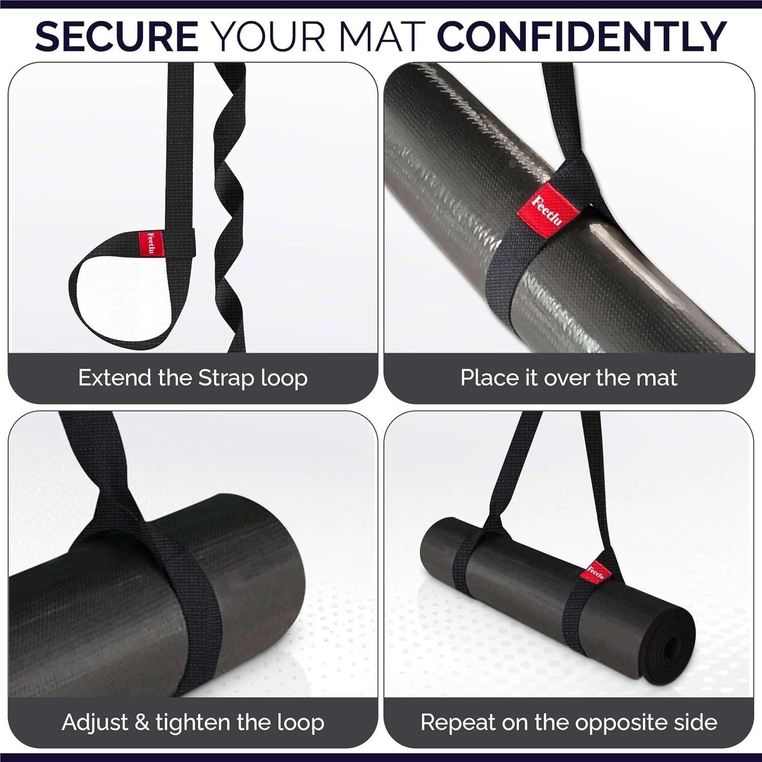 Correa de Yoga Feetlu 2 en 1 Ajustable Algodón Negro