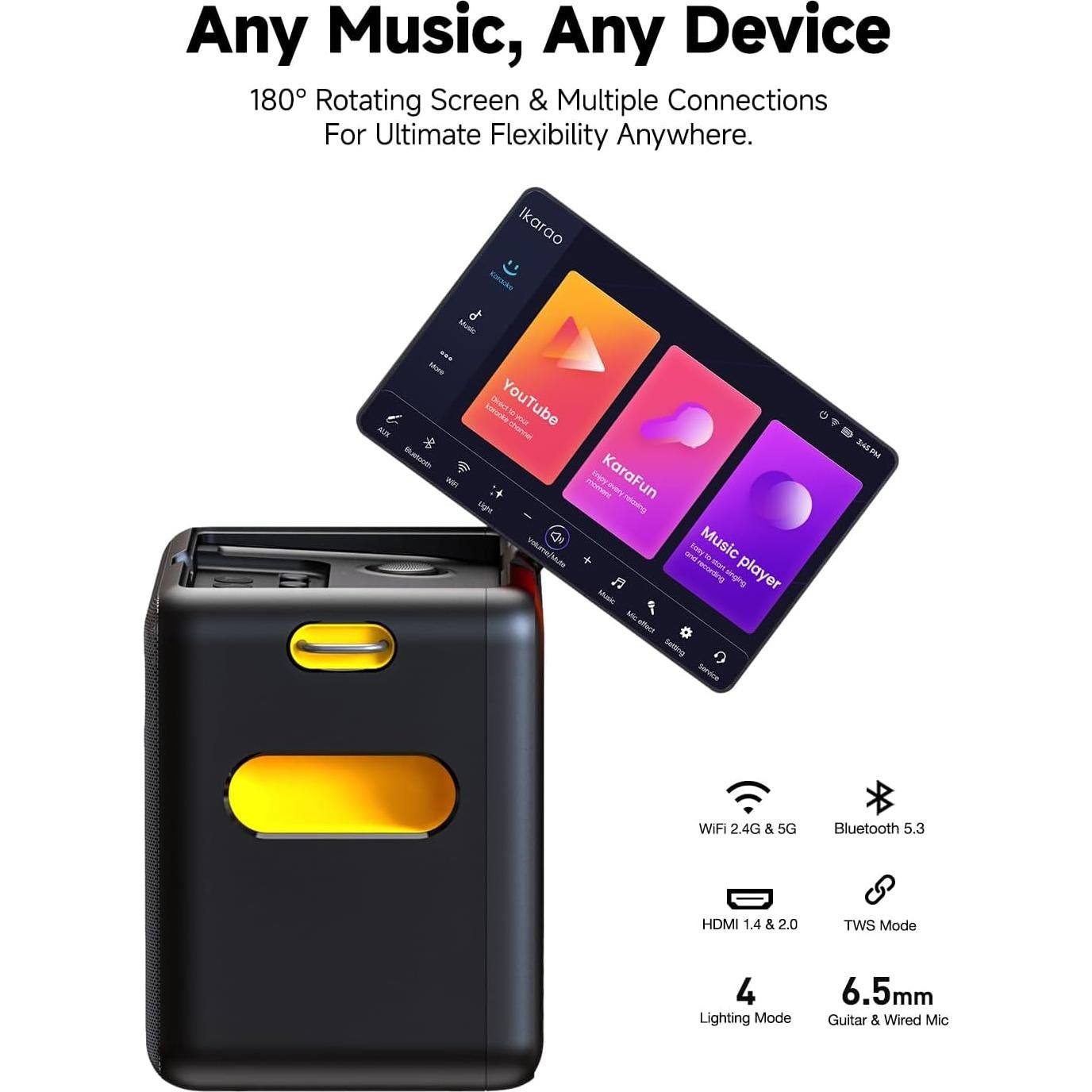 Máquina de Karaoke Ikarao Break X2 300W 2 Micrófonos