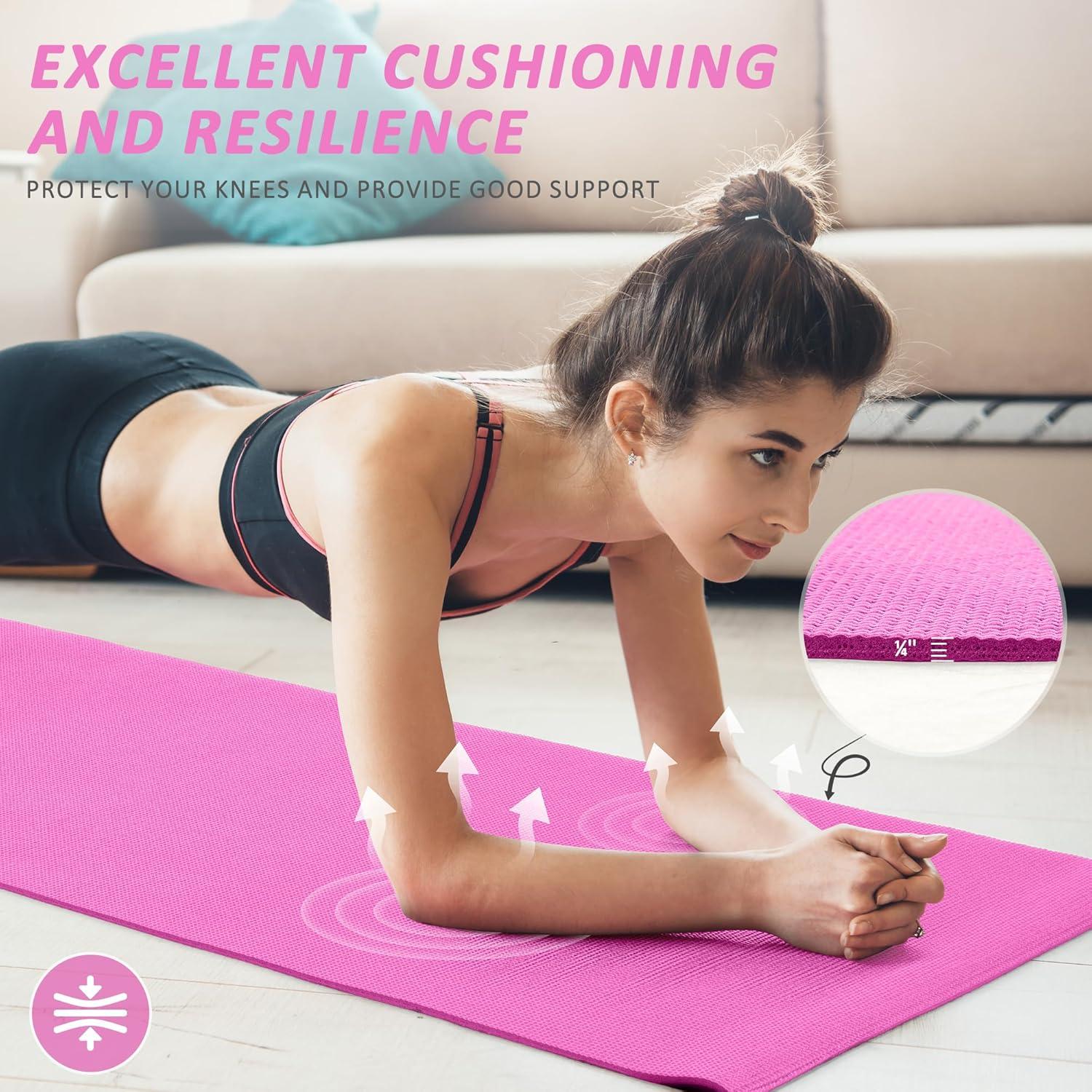 Esteras de Yoga Fitvids Rosa 172.72x60.96cm Antideslizante